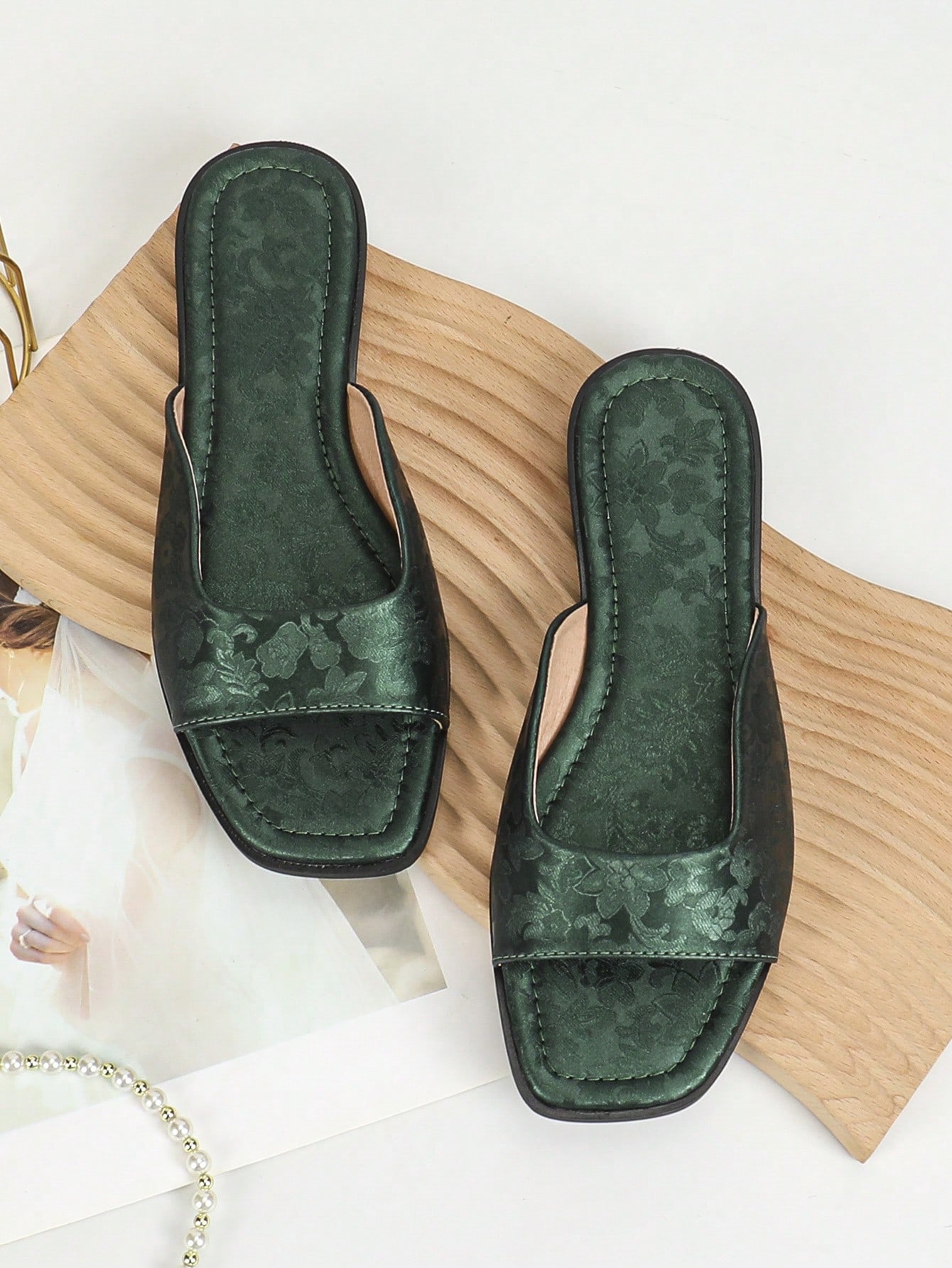 In Dark Green Women Shoes