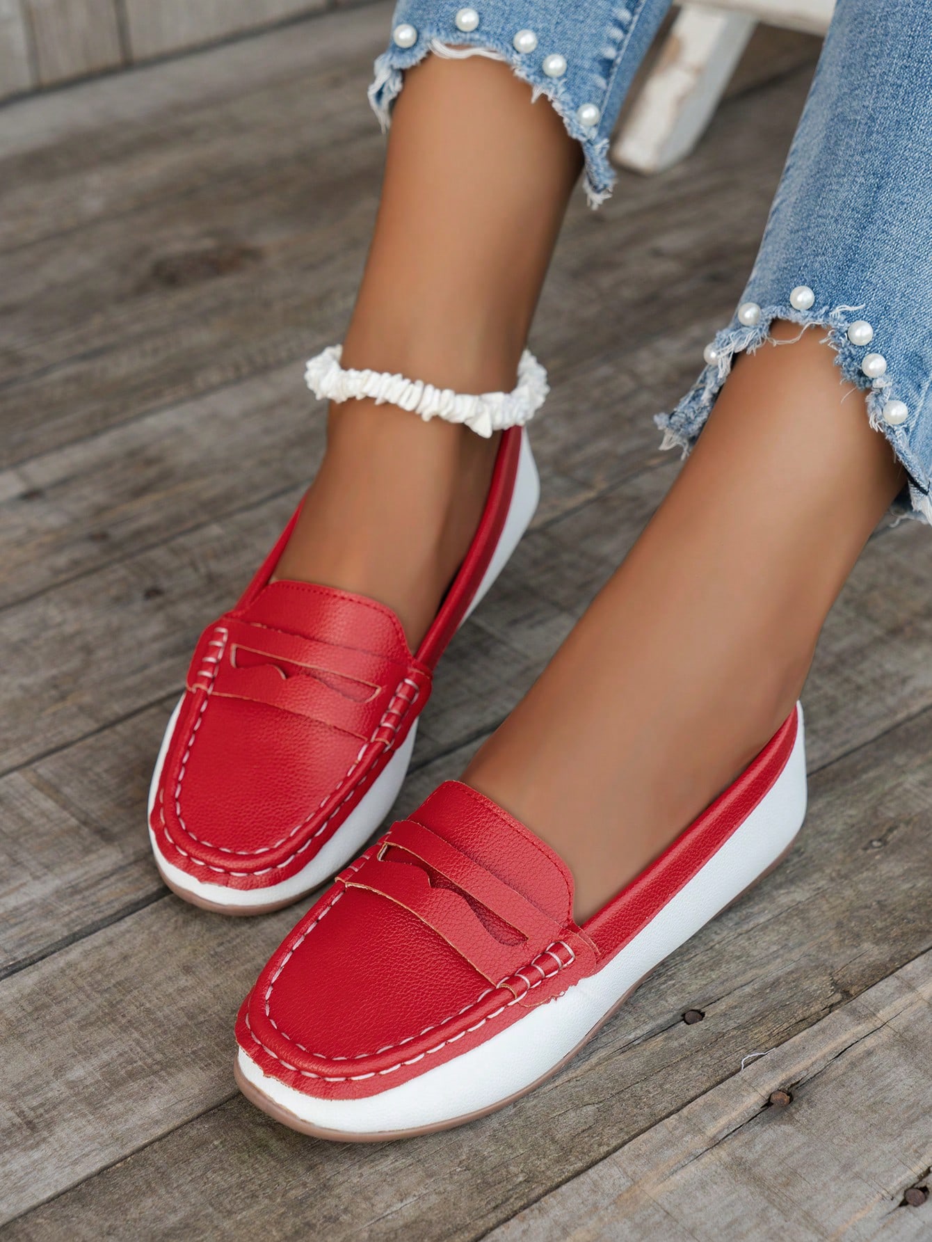 In Red and White Women Shoes