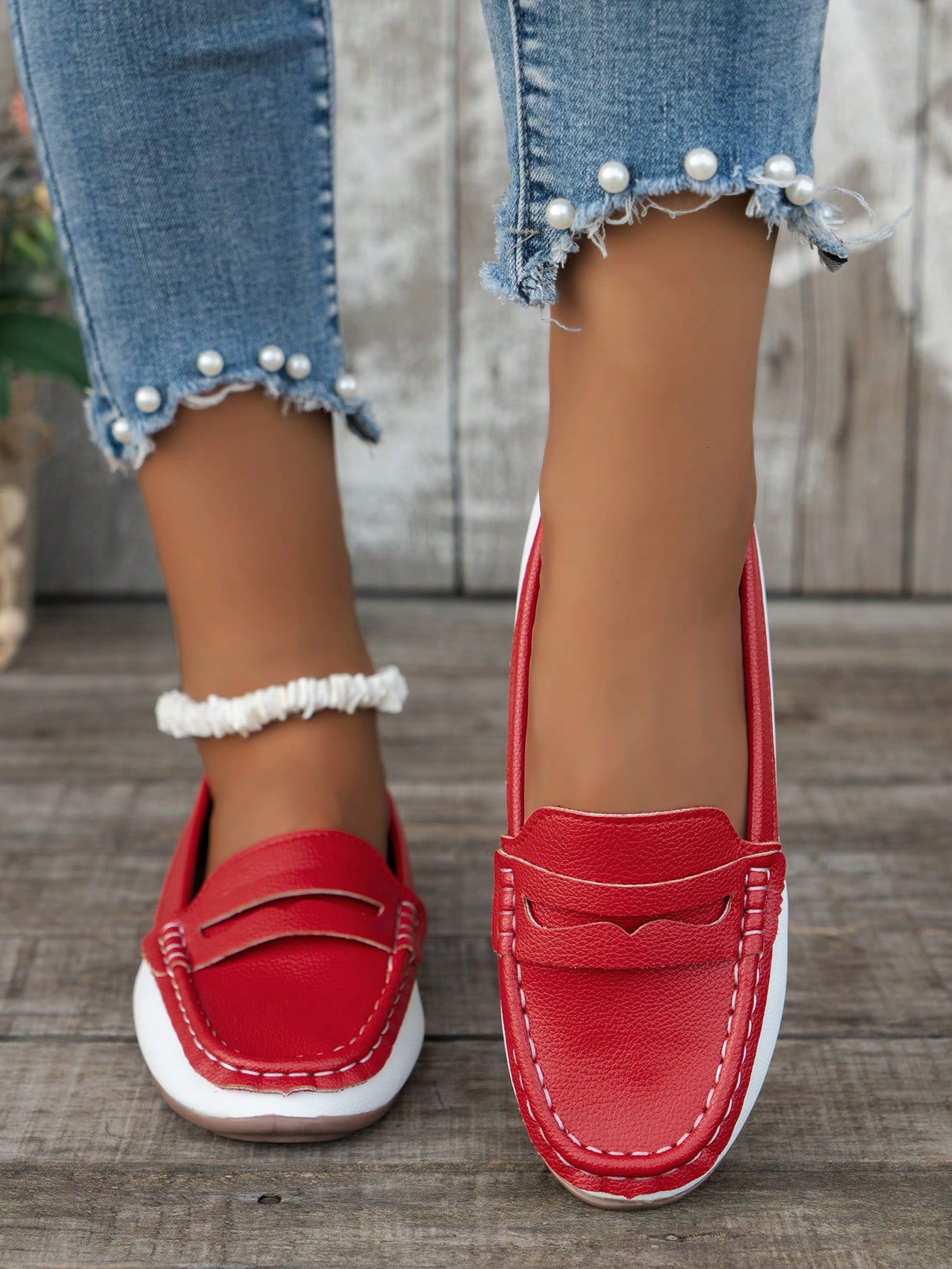 In Red and White Women Shoes