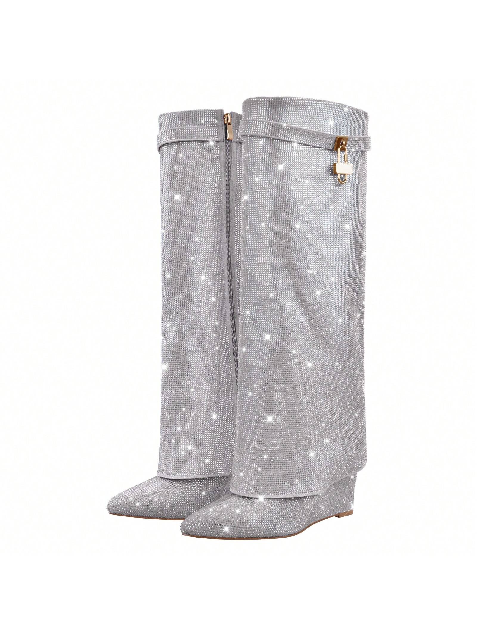 In Silver Women Knee-High Boots