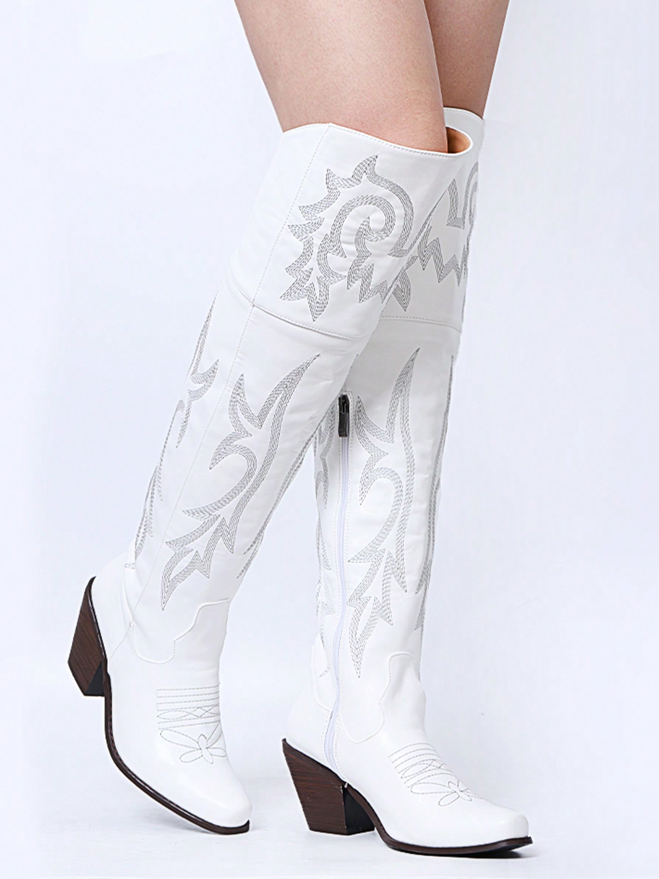 In White Women Over-the-Knee Boots