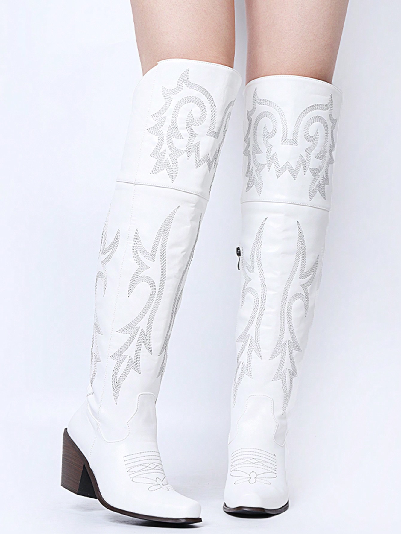 In White Women Over-the-Knee Boots