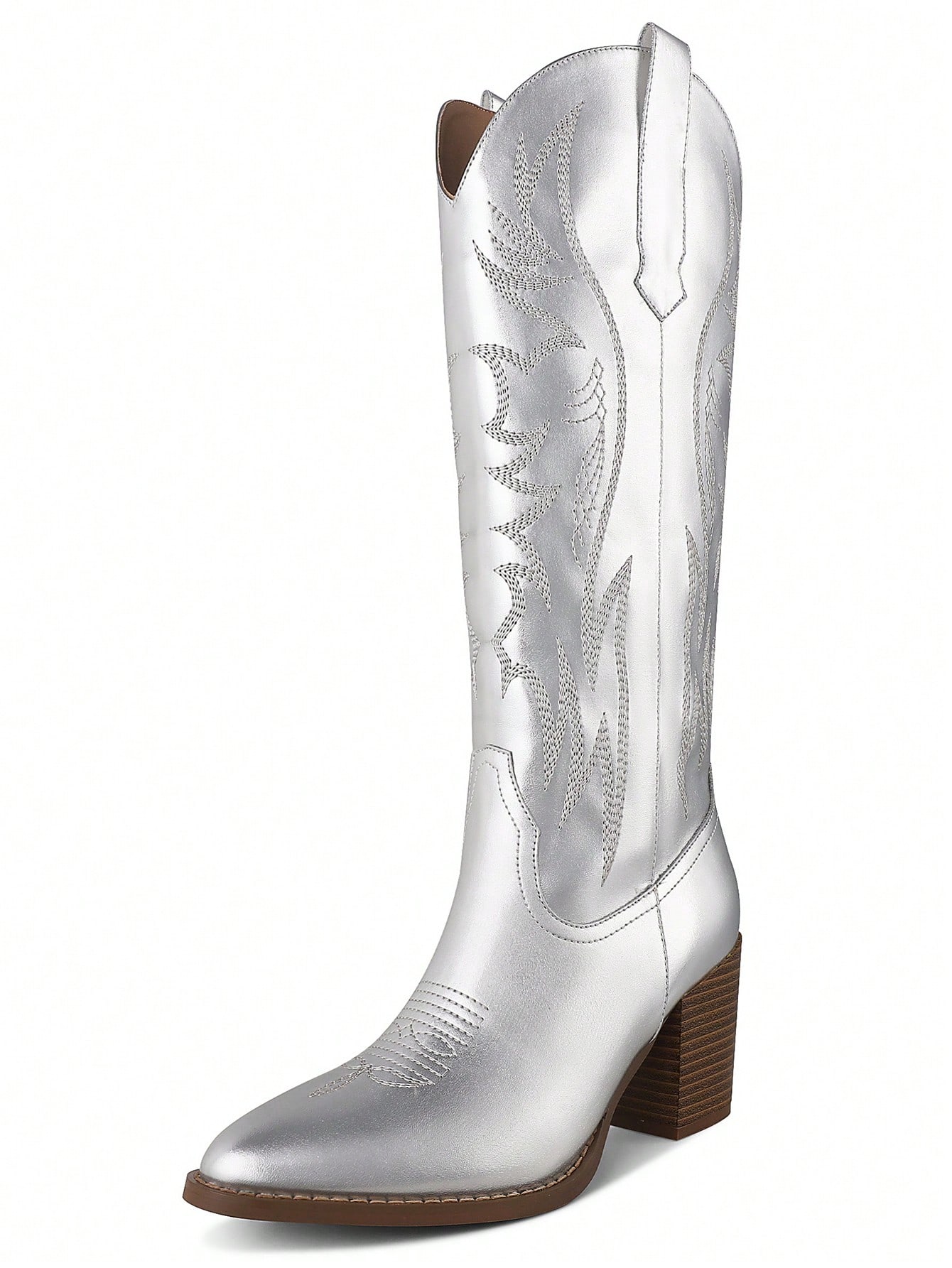 In Silver Women Knee-High Boots