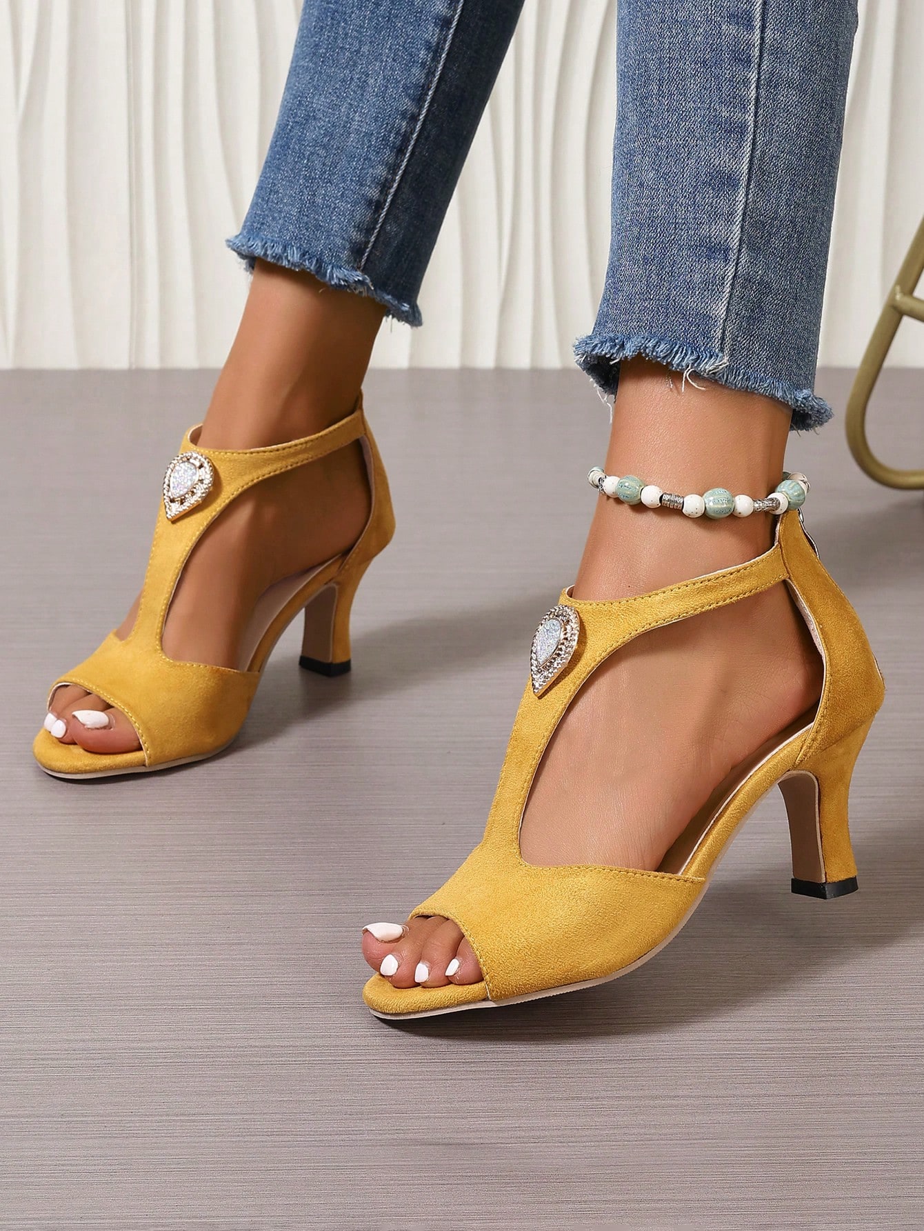 In Yellow Women Heeled Sandals