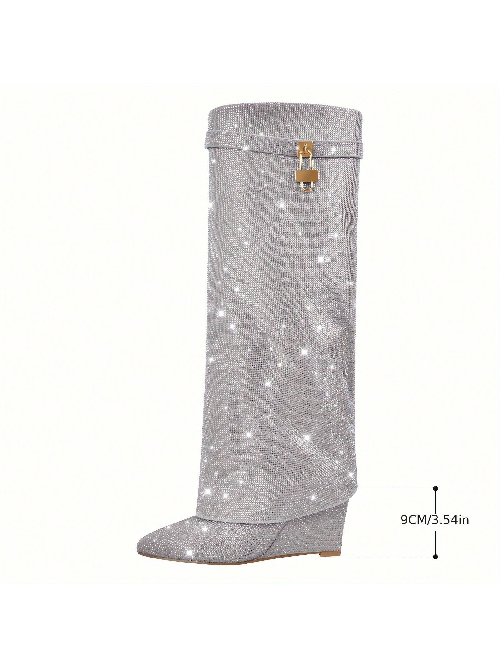 In Silver Women Knee-High Boots