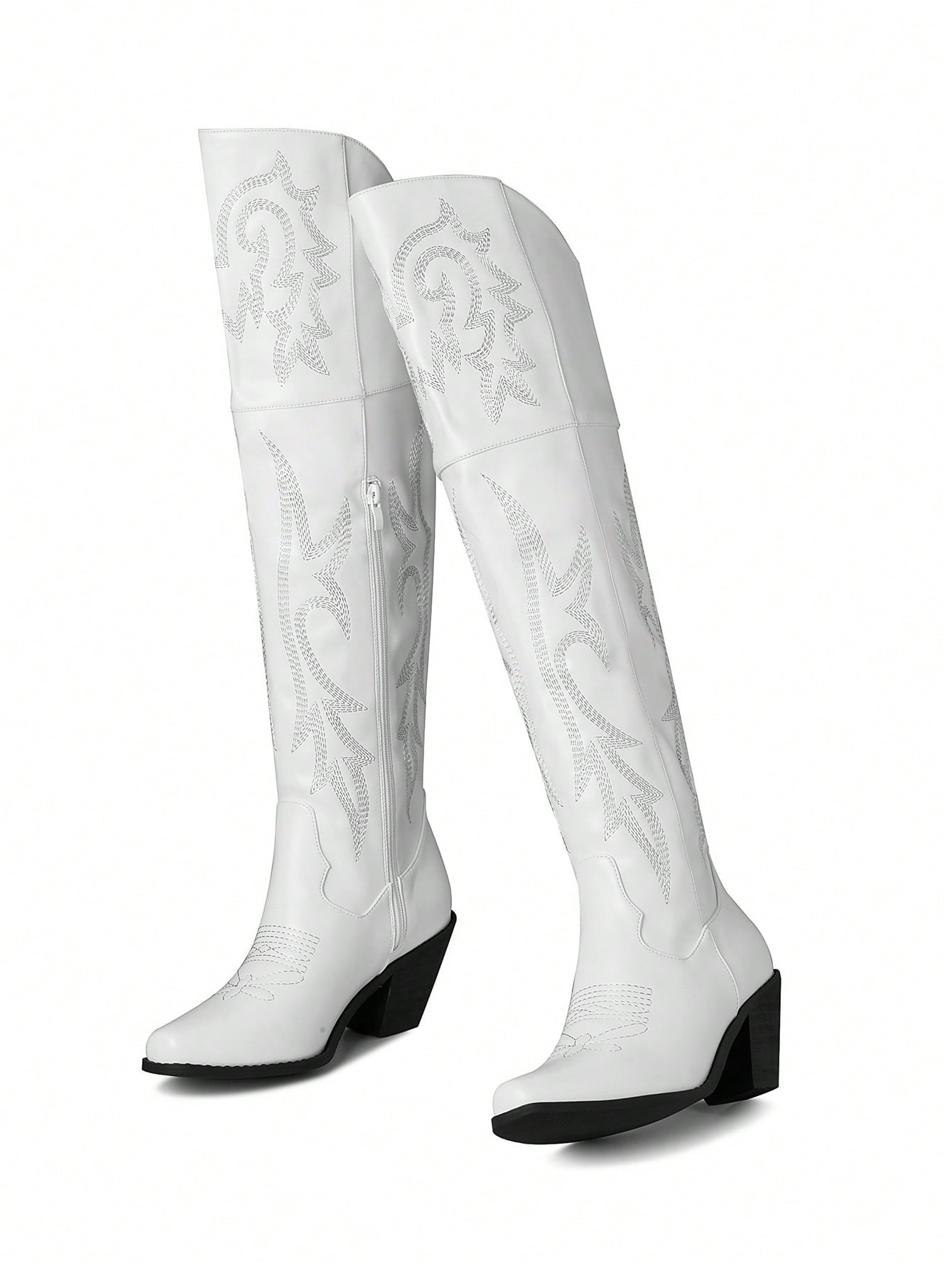 In White Women Over-the-Knee Boots