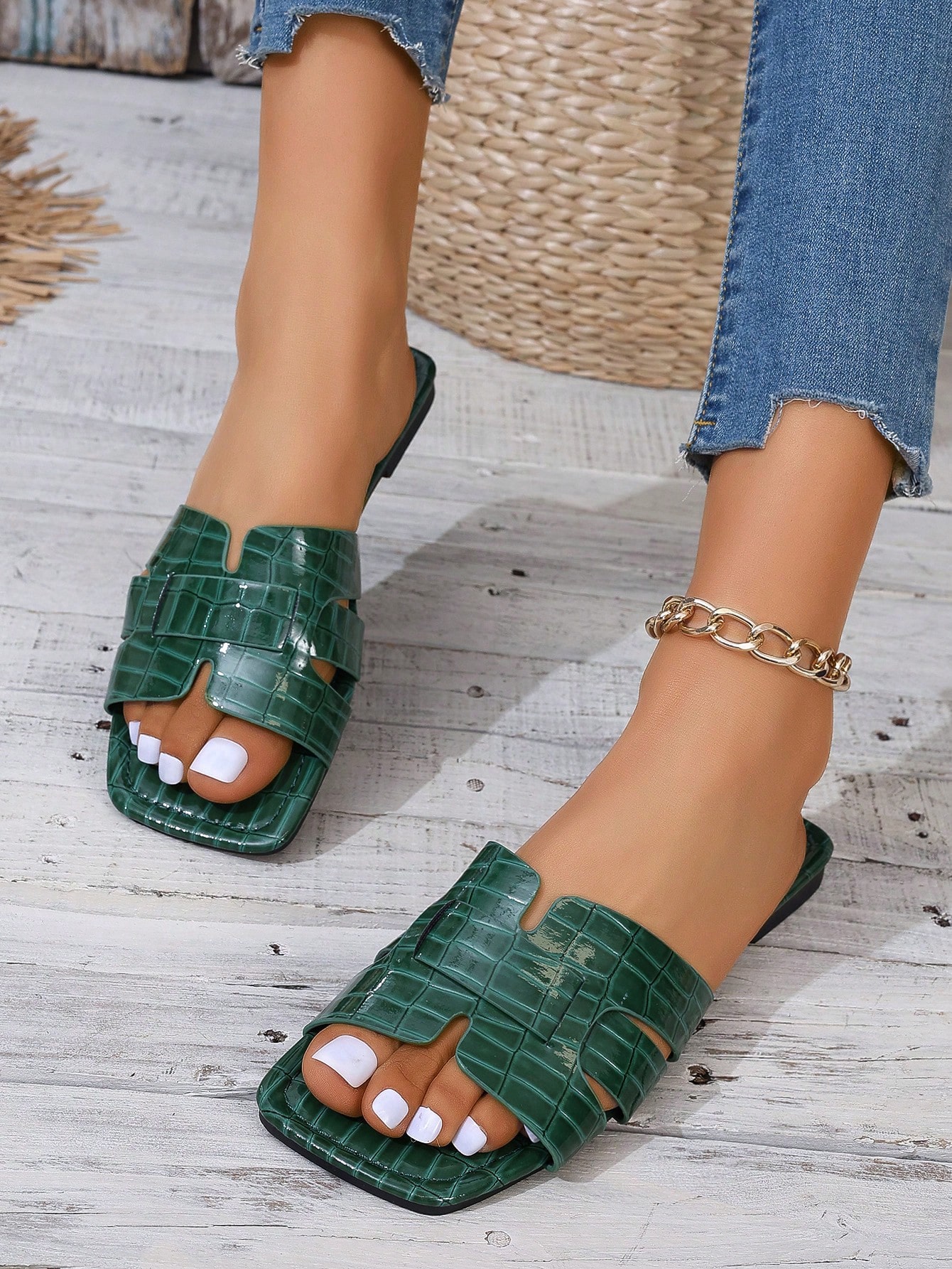 In Dark Green Women Shoes