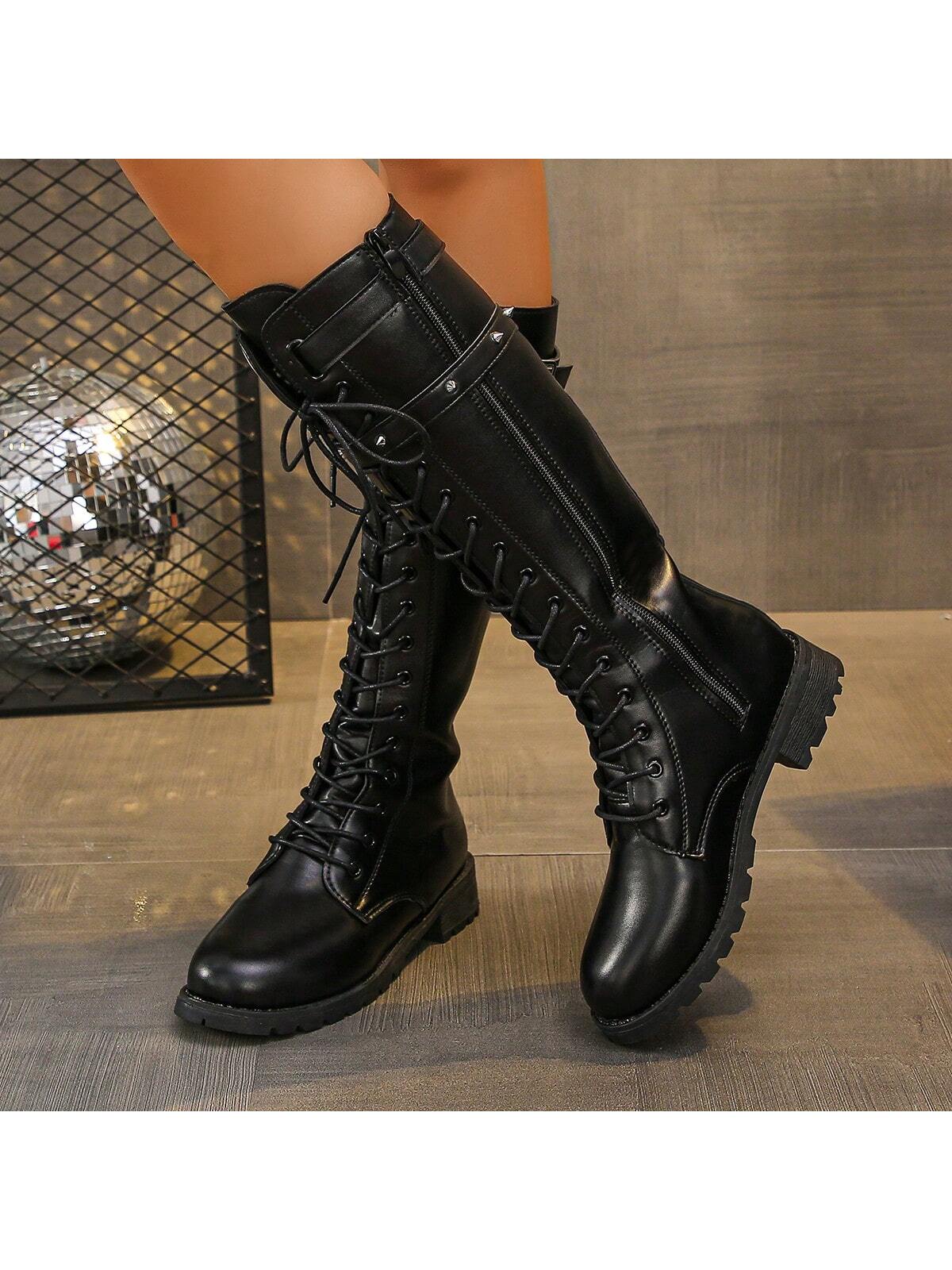 In Black Women Knee-High Boots