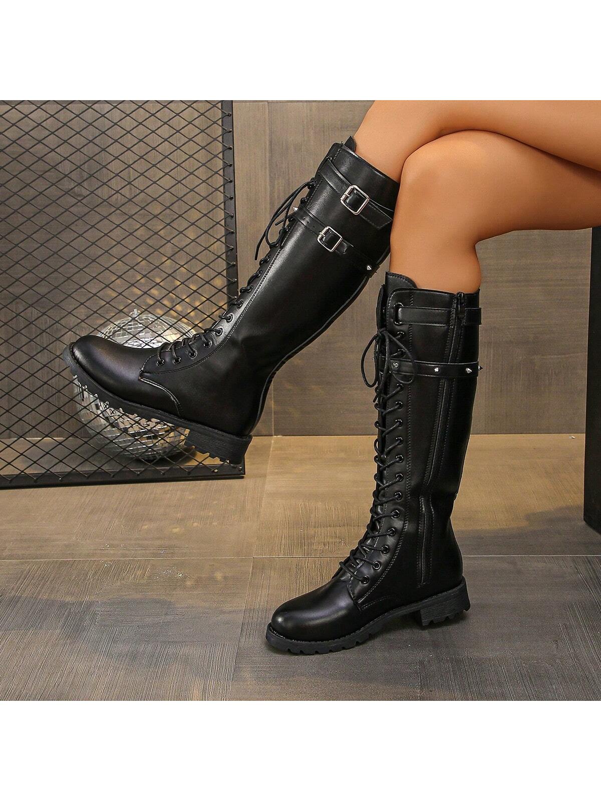 In Black Women Knee-High Boots