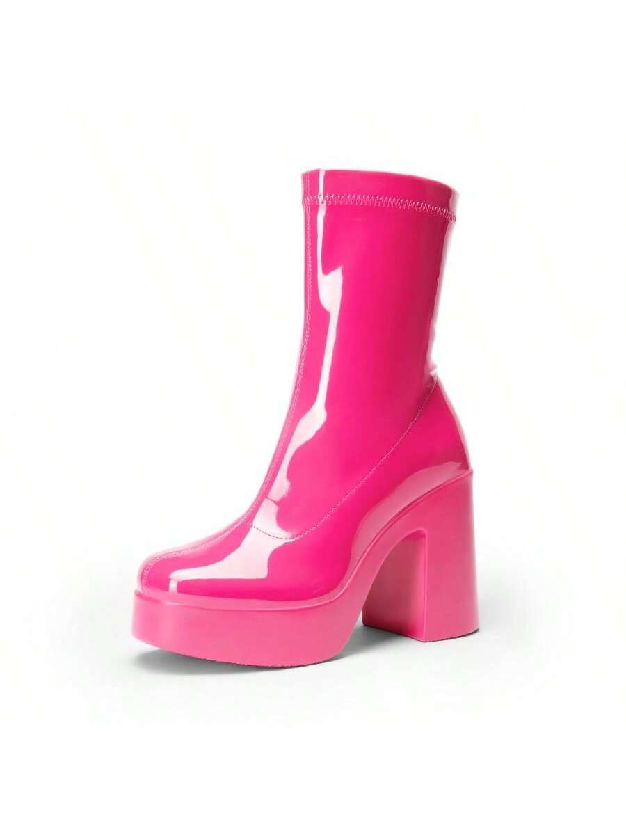 In Hot Pink Women Mid-Calf Boots