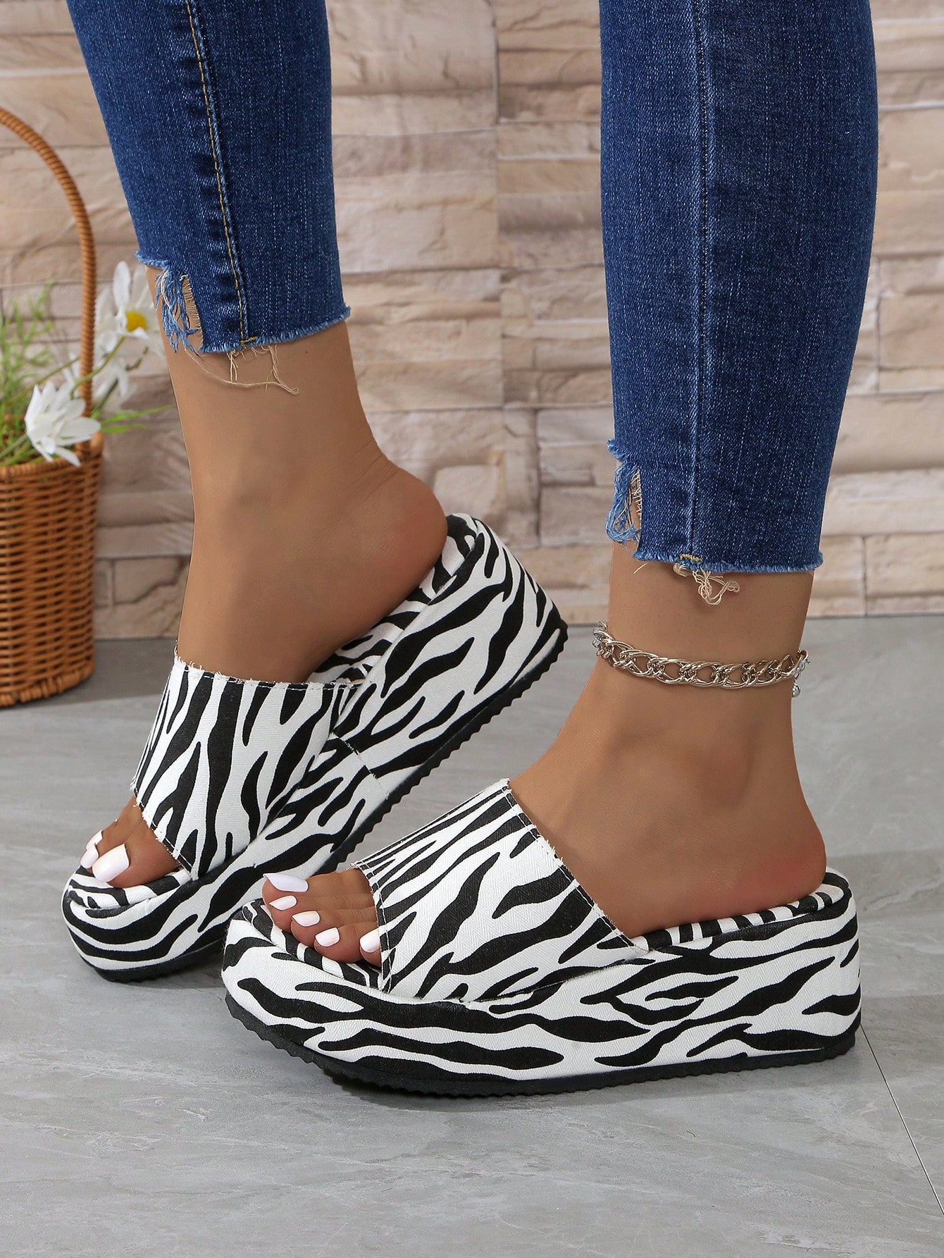 In Black and White Women Sandals