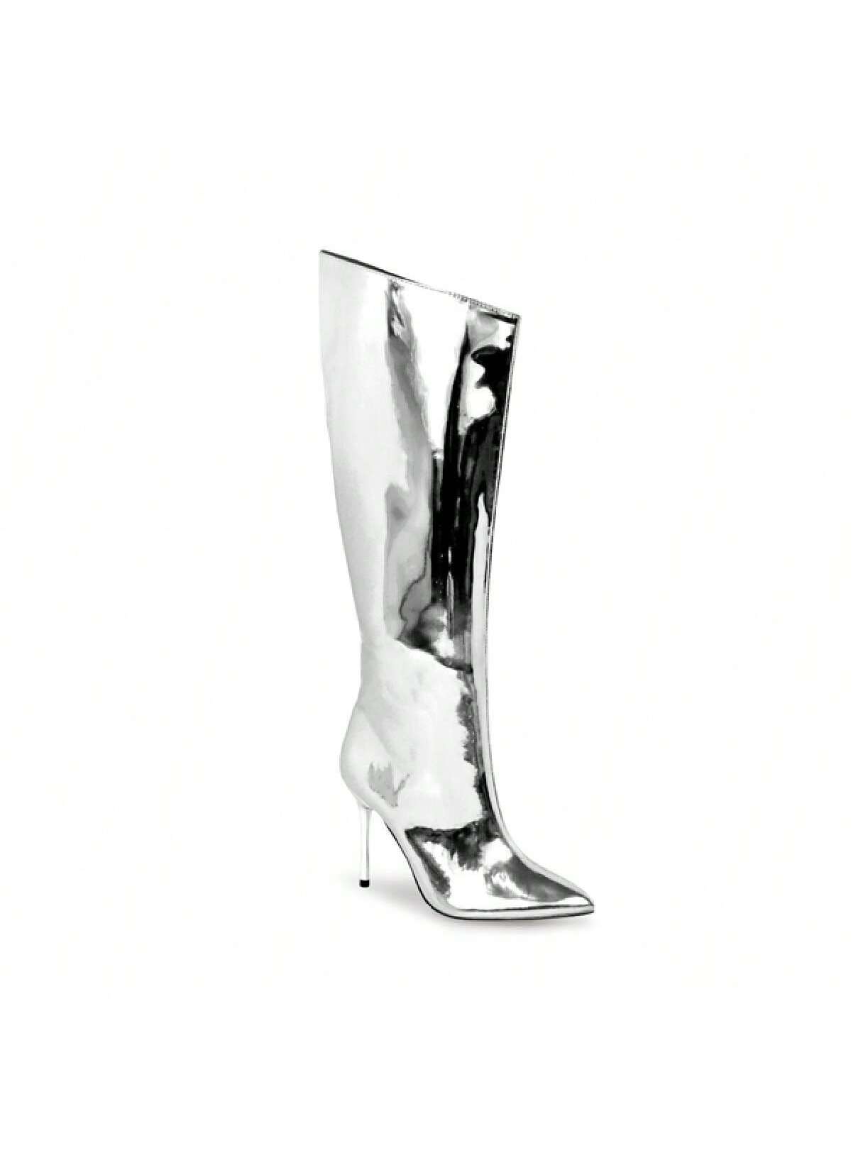 In Silver Women Knee-High Boots