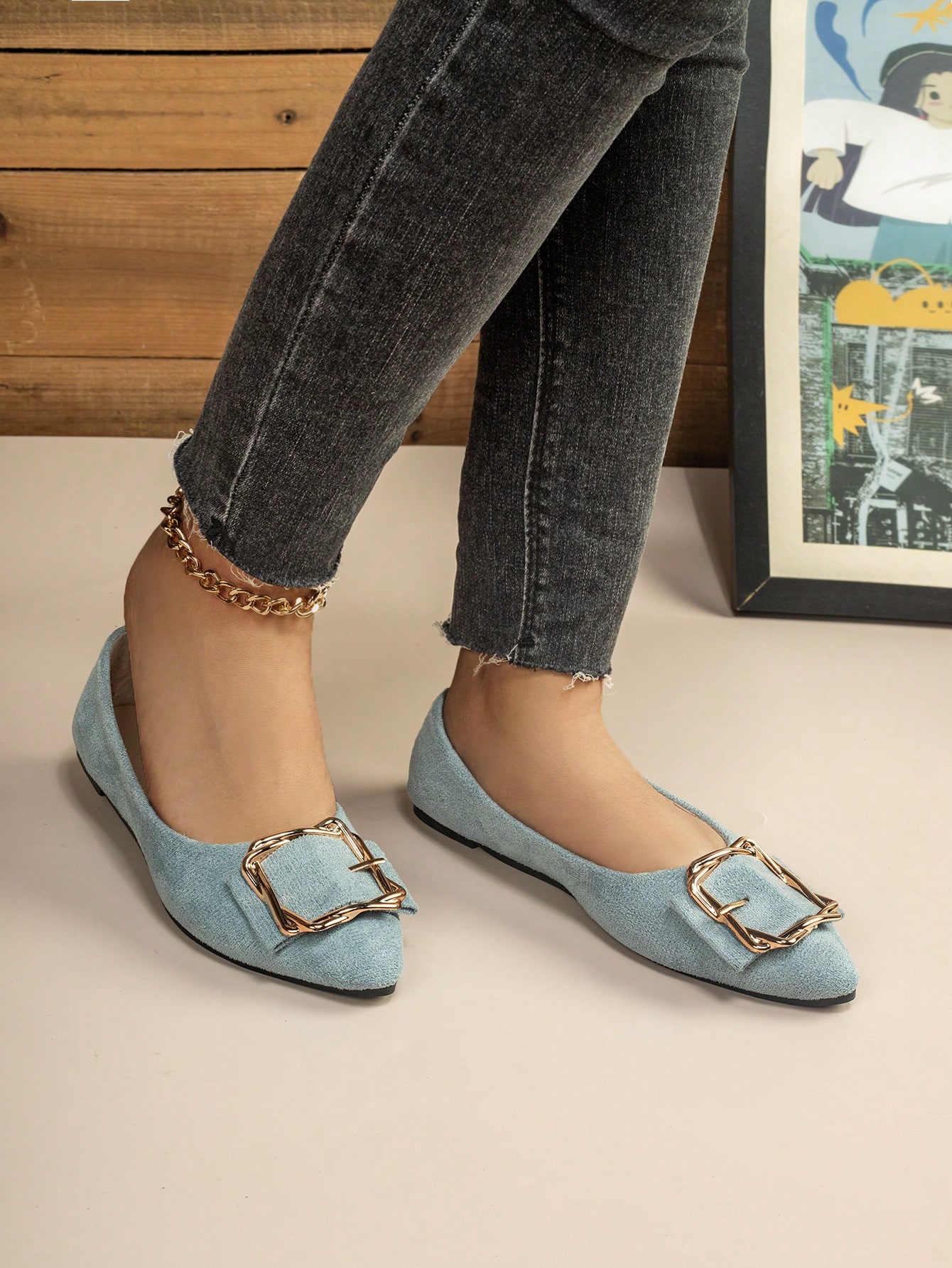 In Baby Blue Women Flats