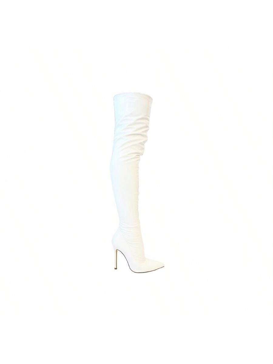 In White Women Over-the-Knee Boots