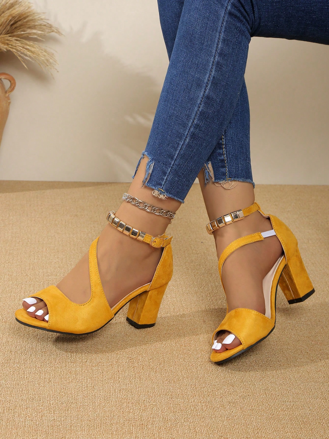 In Yellow Women Heeled Sandals