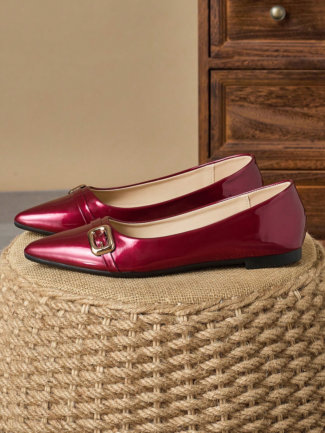 In Burgundy Women Flats