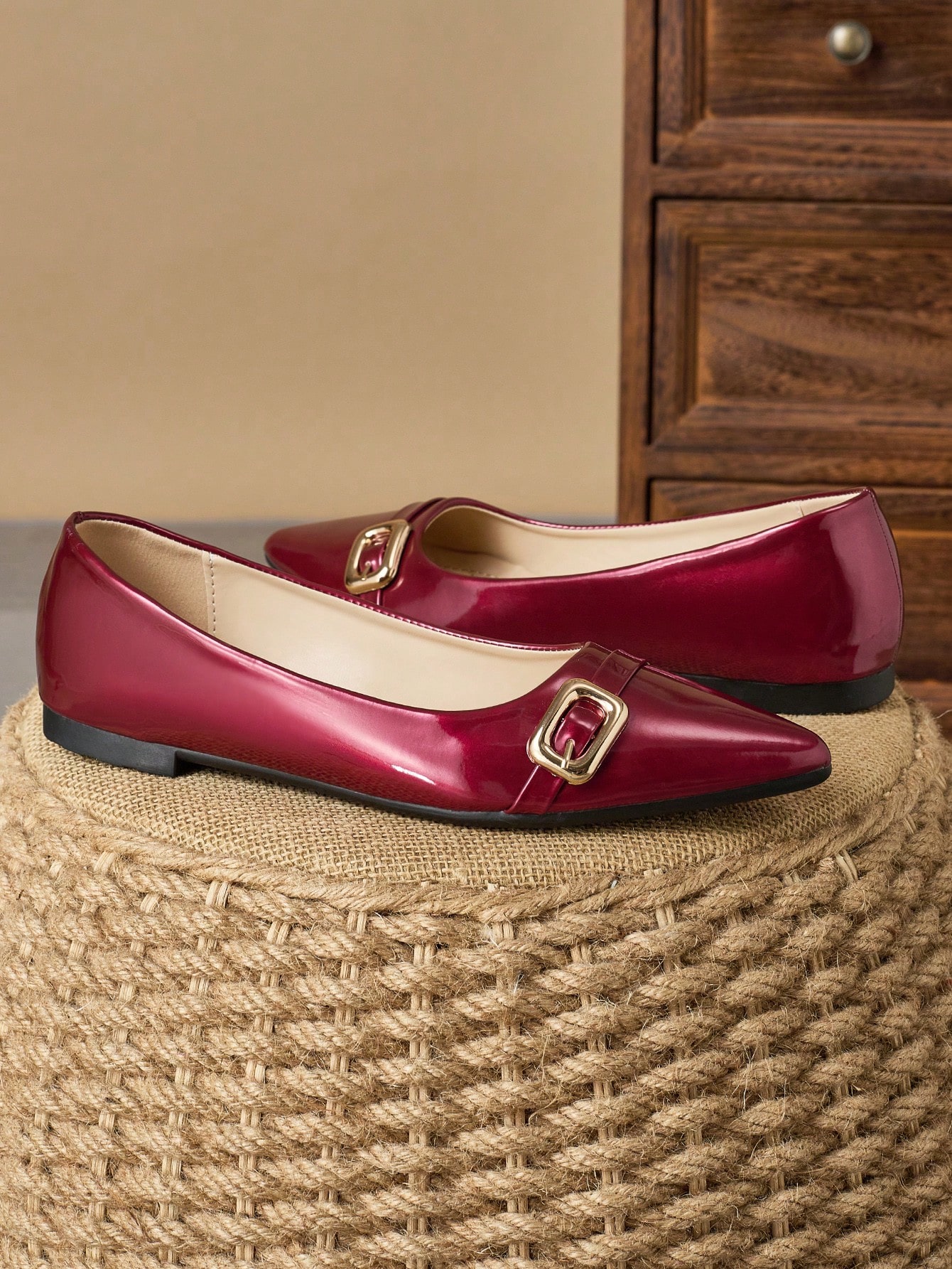 In Burgundy Women Flats