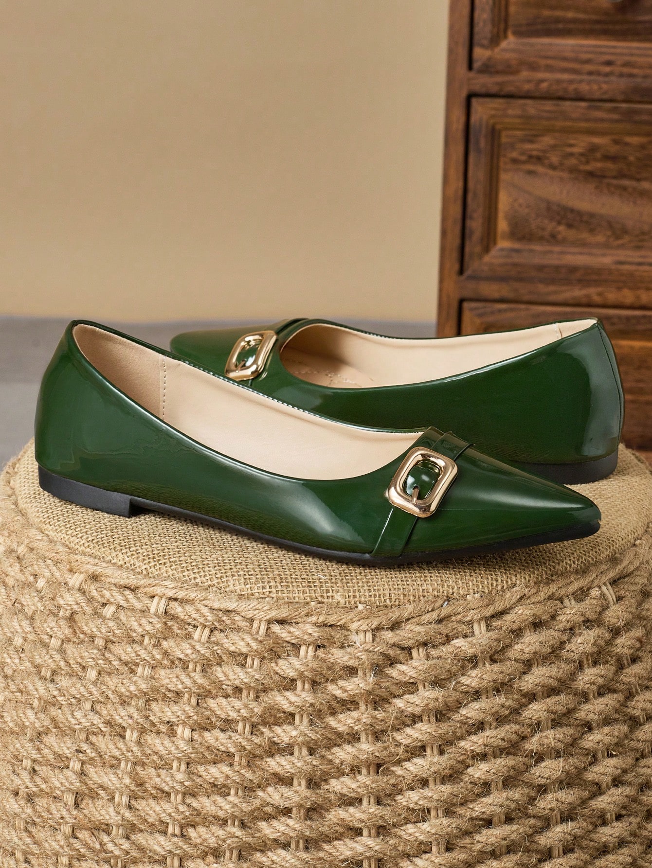 In Dark Green Women Shoes