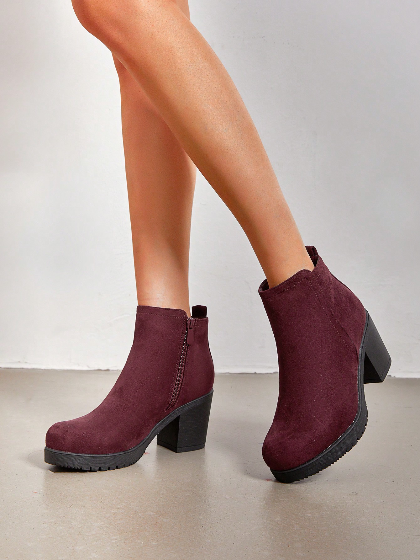 In Burgundy Women Fashion Boots