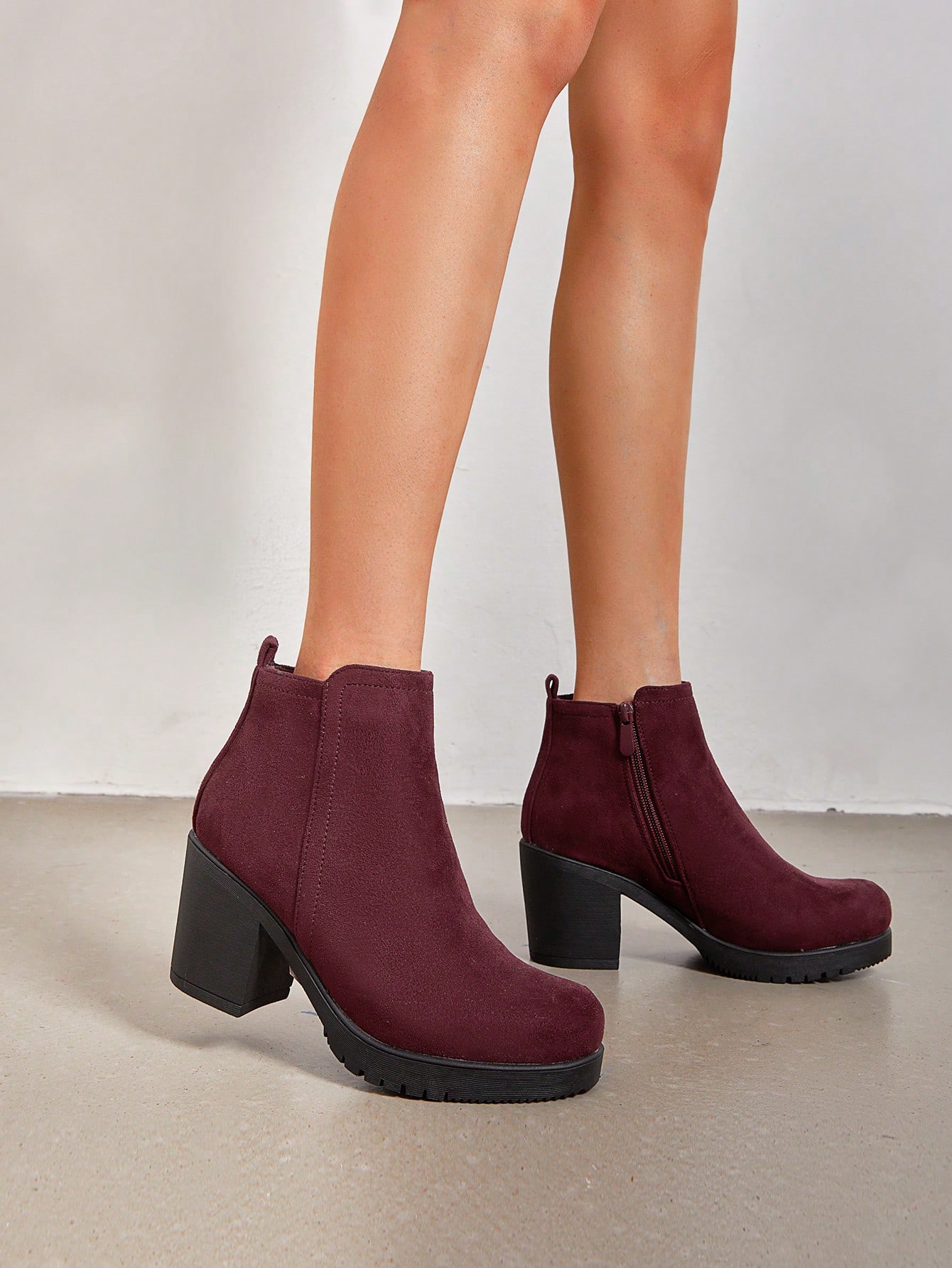 In Burgundy Women Fashion Boots