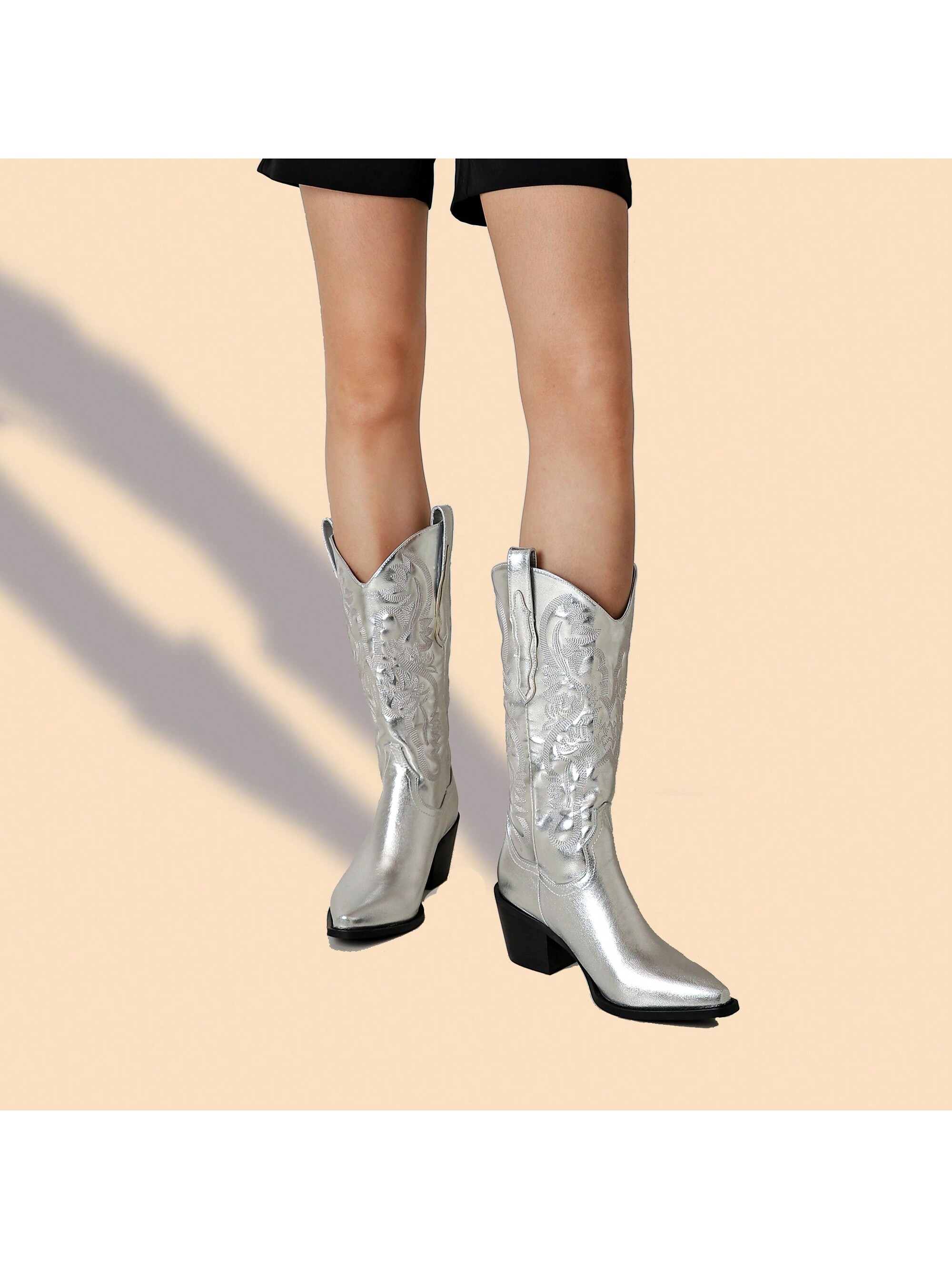 In Silver Women Knee-High Boots