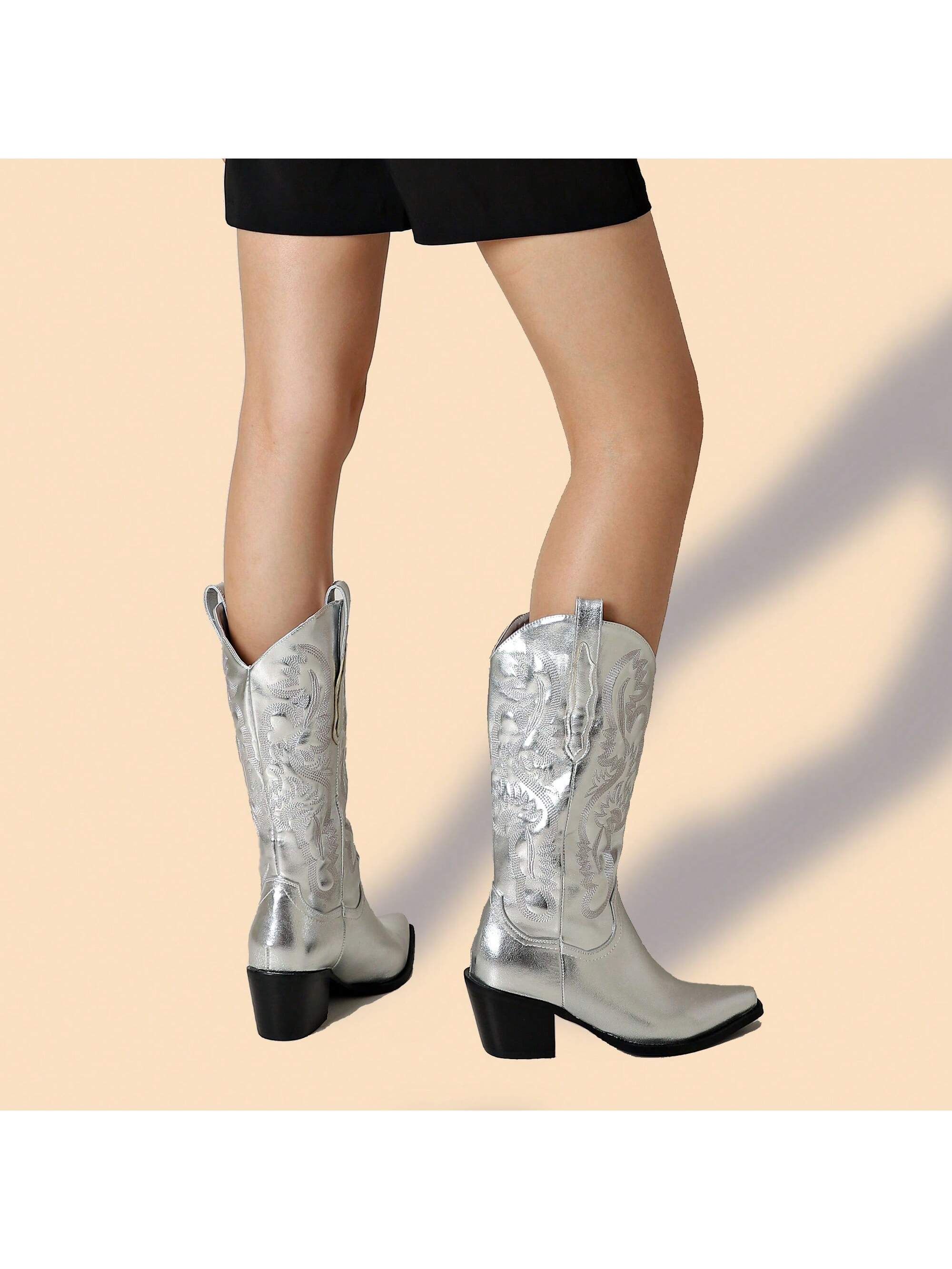 In Silver Women Knee-High Boots