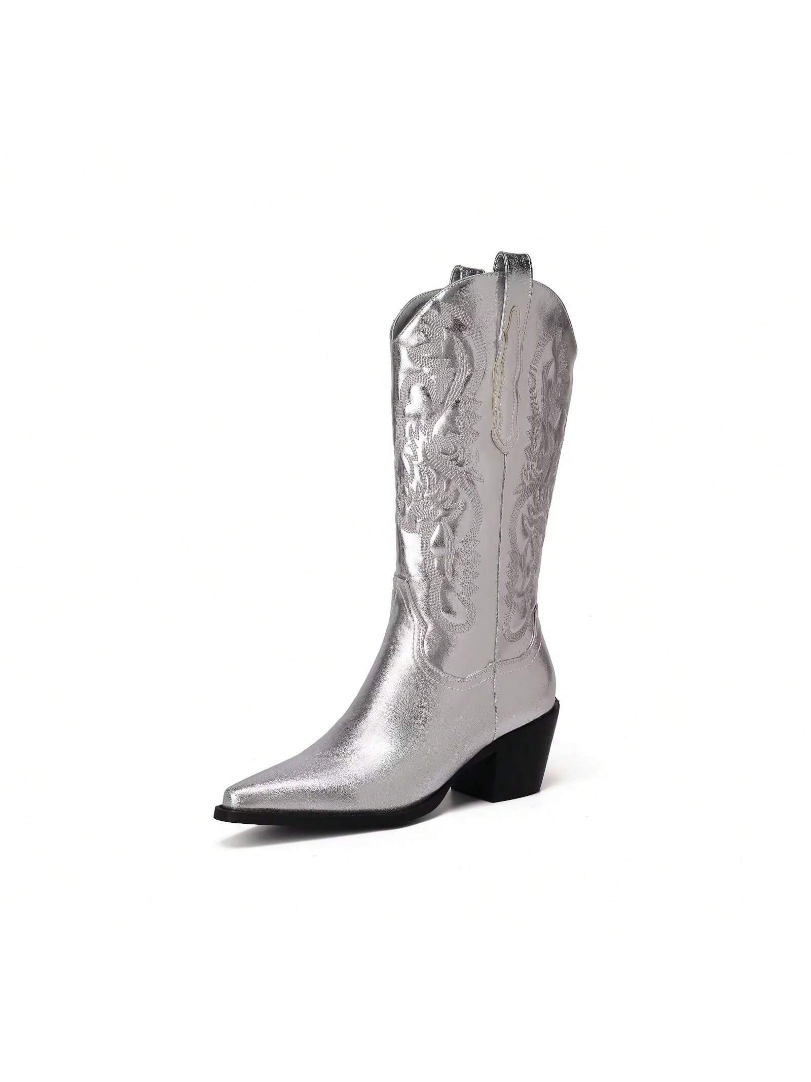 In Silver Women Knee-High Boots