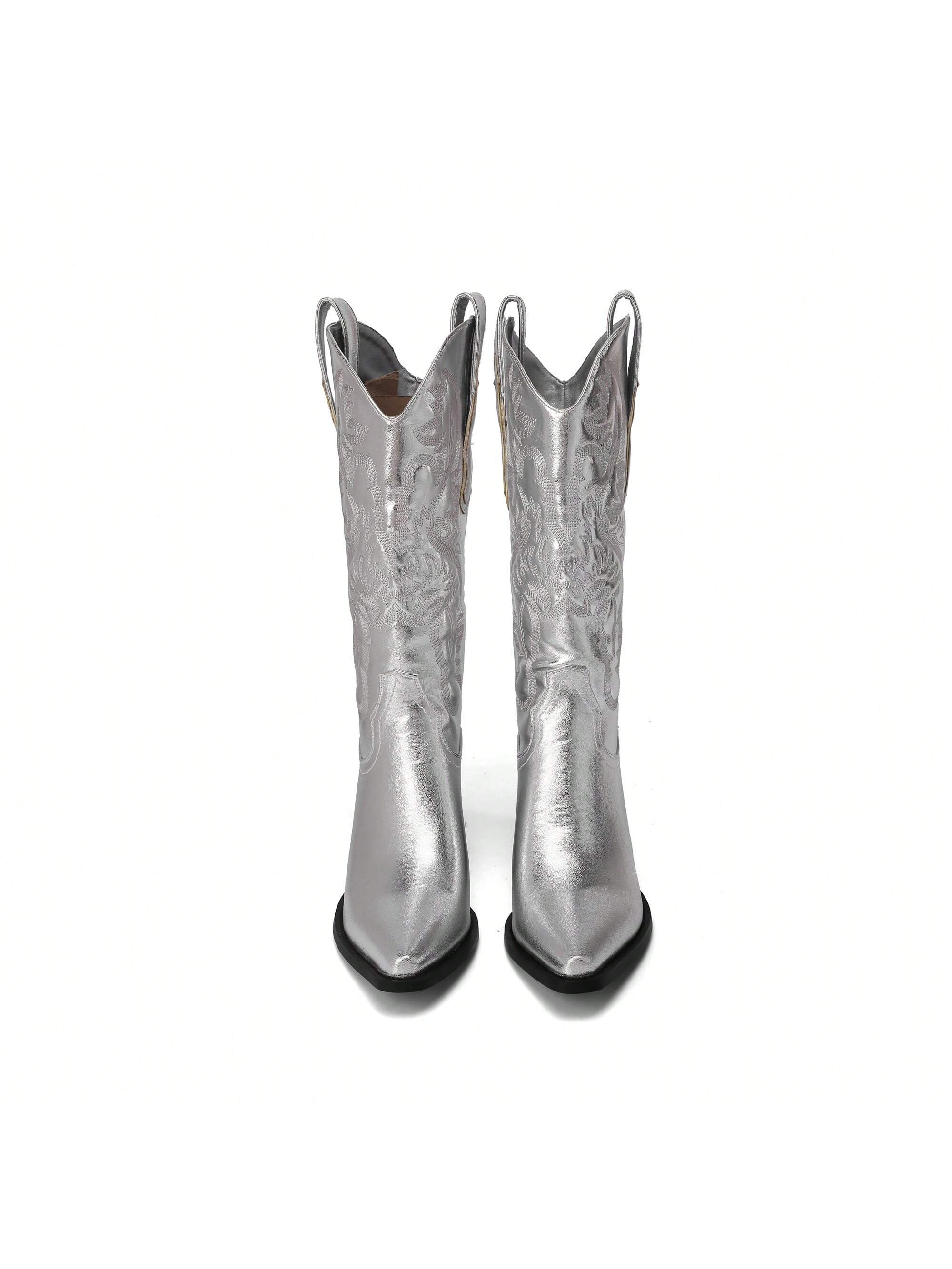 In Silver Women Knee-High Boots