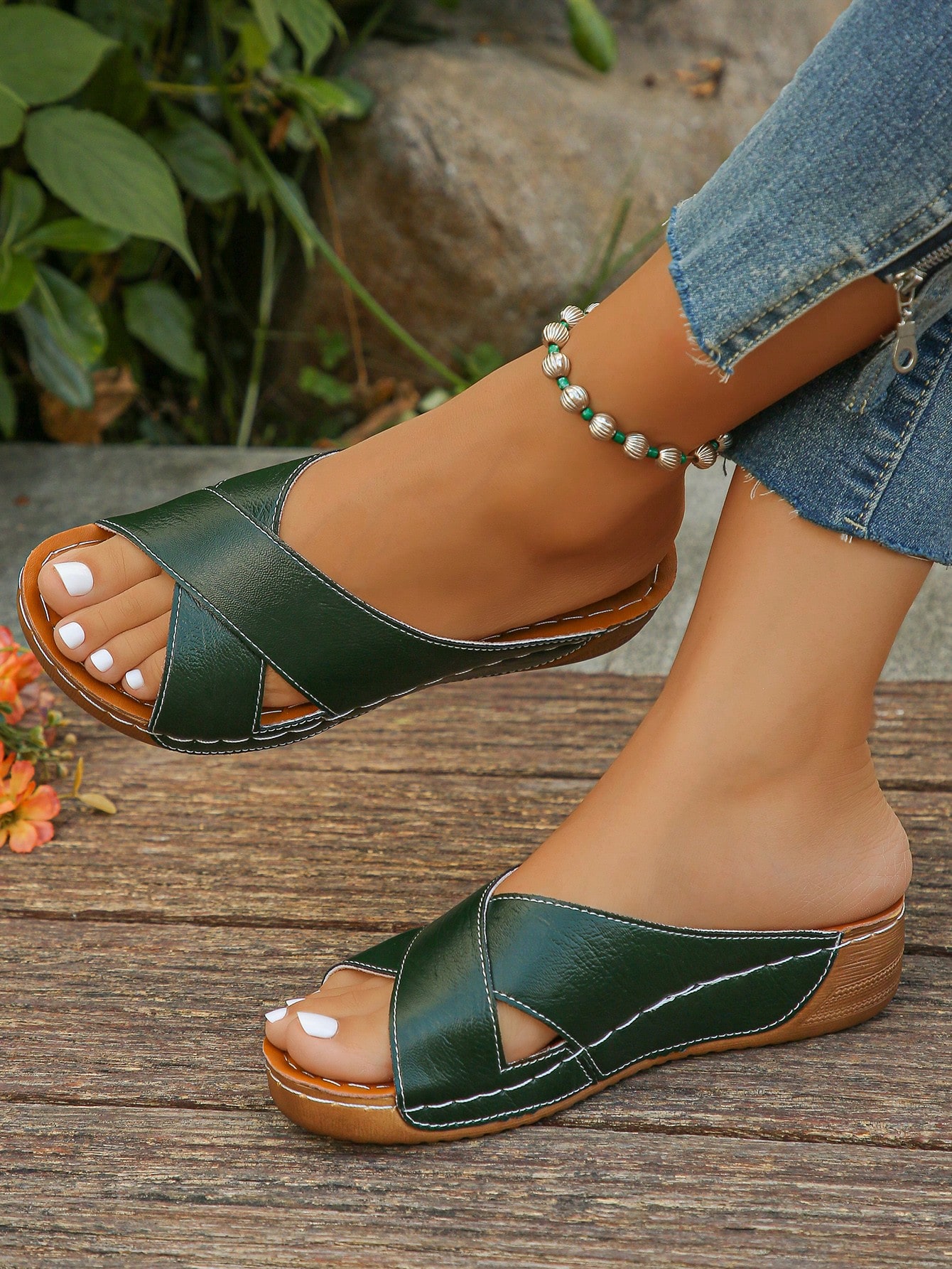 In Dark Green Women Shoes