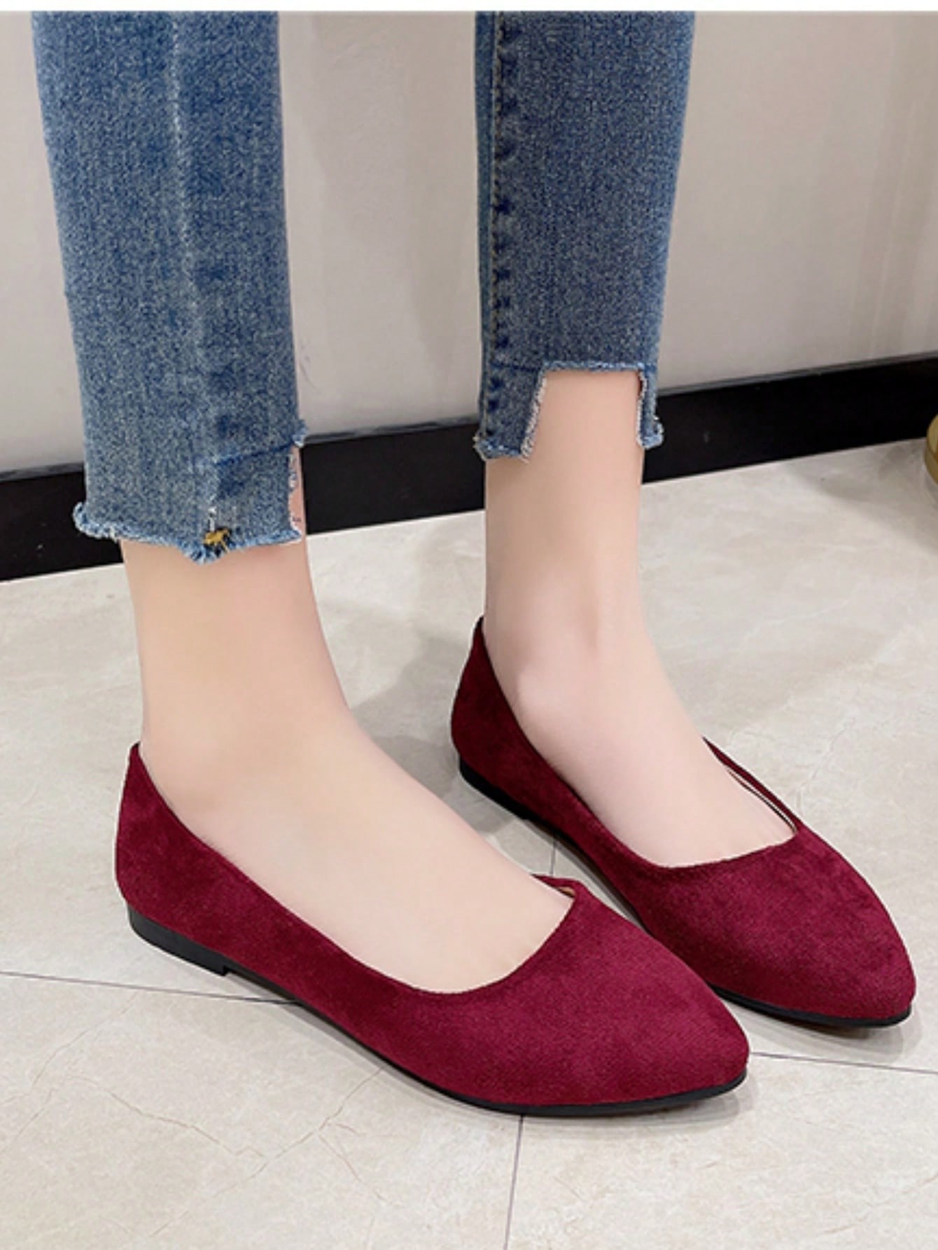 In Burgundy Women Flats