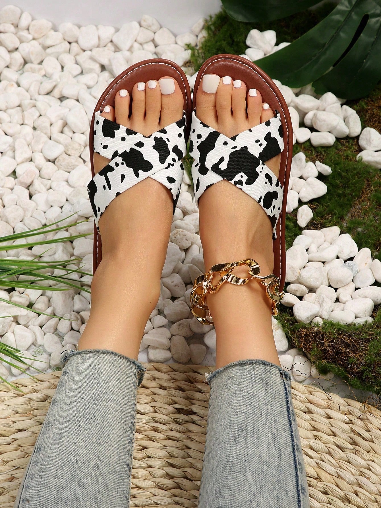 In Black and White Women Sandals