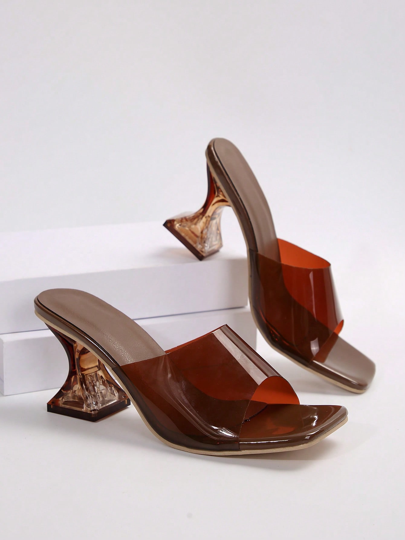 In Coffee Brown Women Heeled Sandals