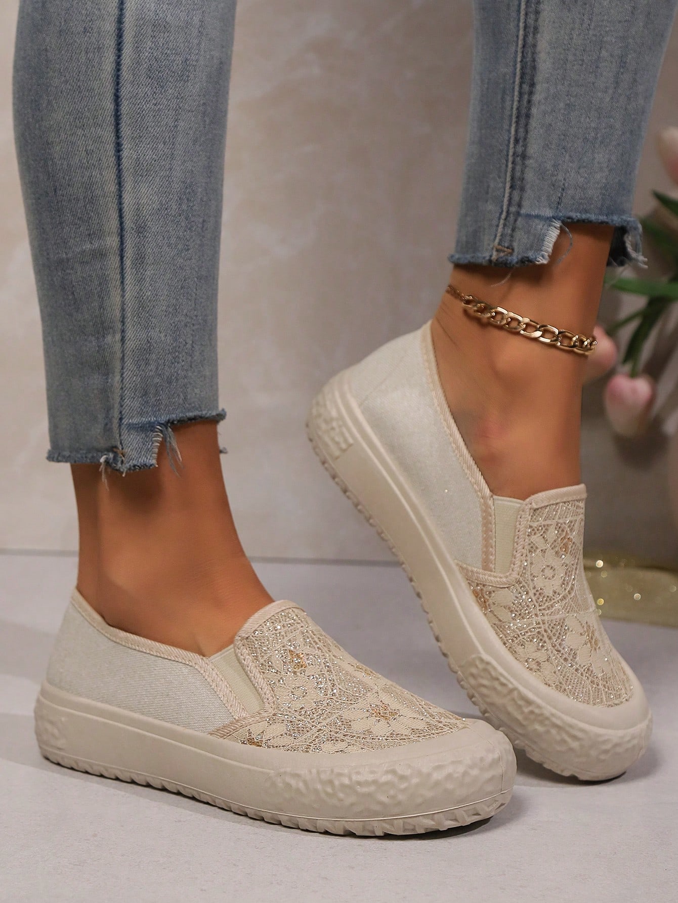 In Beige Women Wedges & Flatform