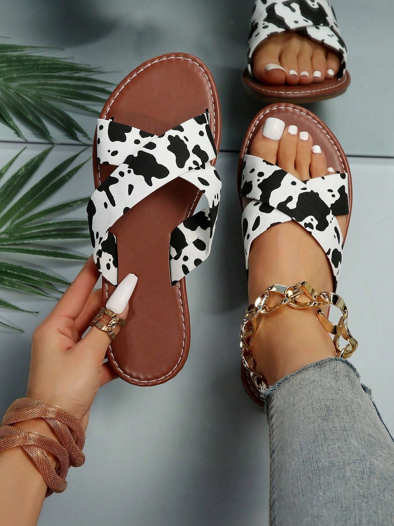 In Black and White Women Sandals