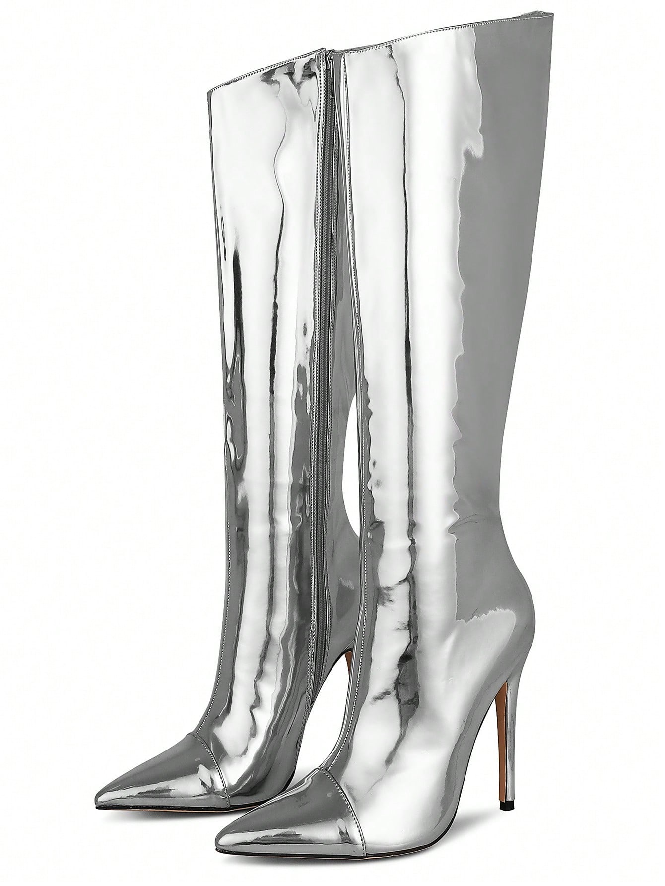 In Silver Women Knee-High Boots