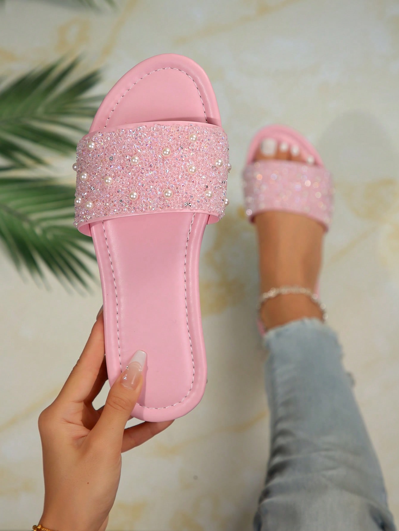 In Baby Pink Women Flat Sandals