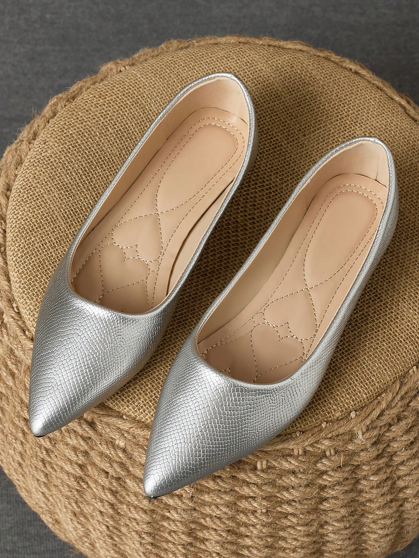 In Silver Women Flats