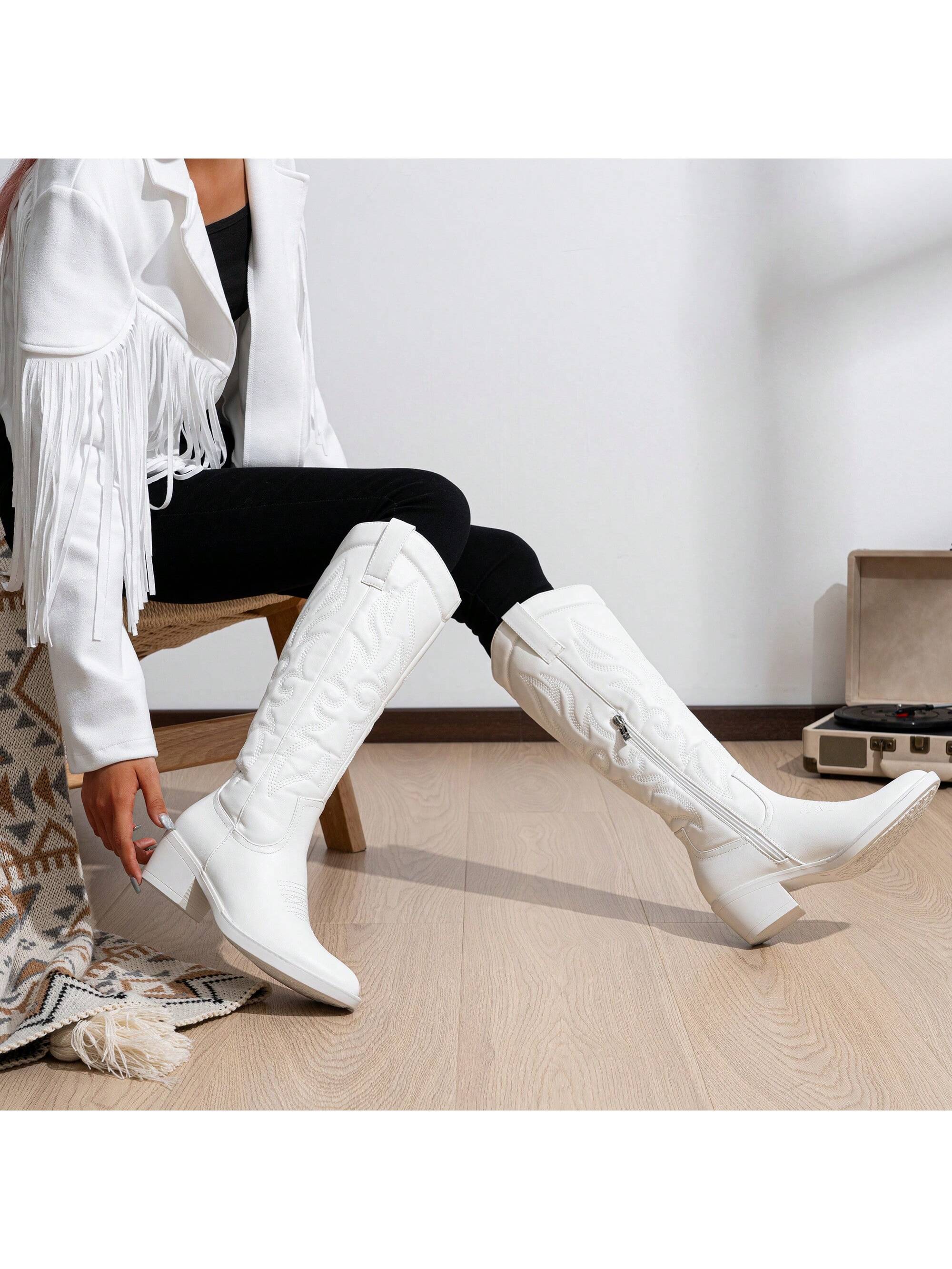 In White Women Knee-High Boots