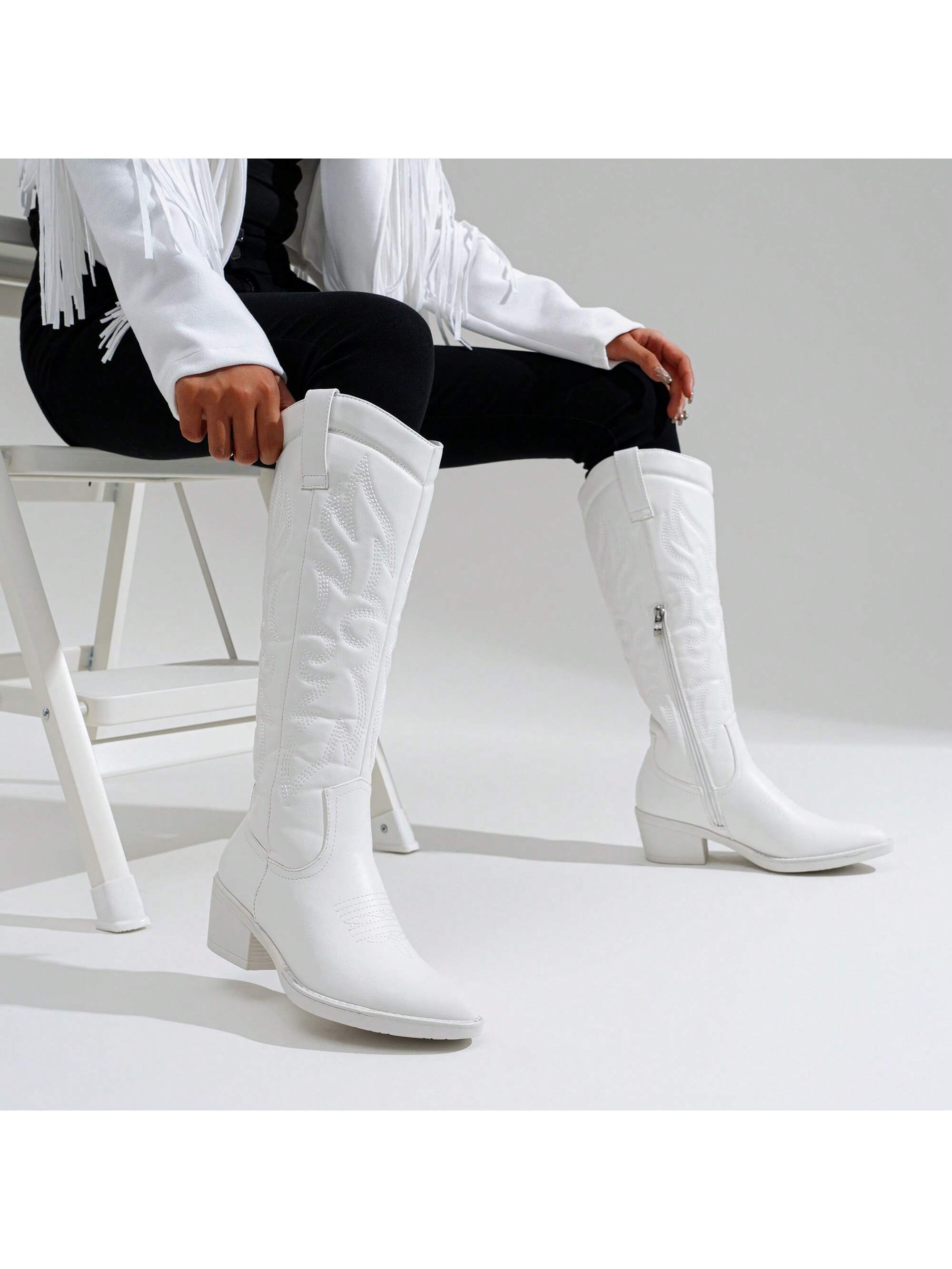 In White Women Knee-High Boots