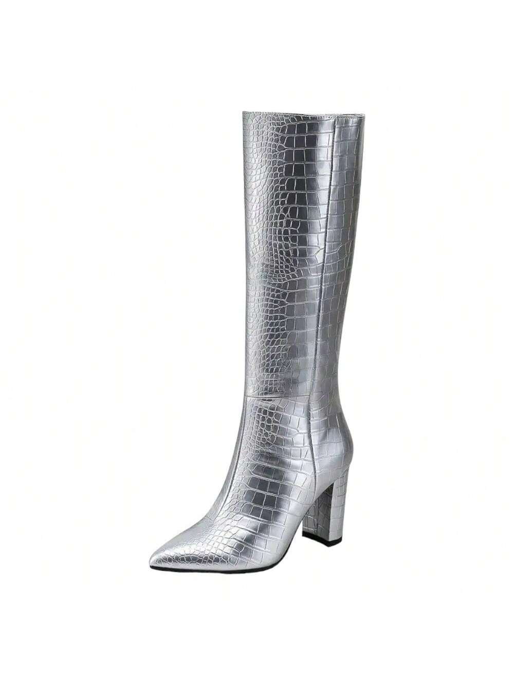 In Silver Women Knee-High Boots