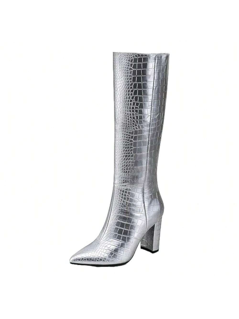 In Silver Women Knee-High Boots