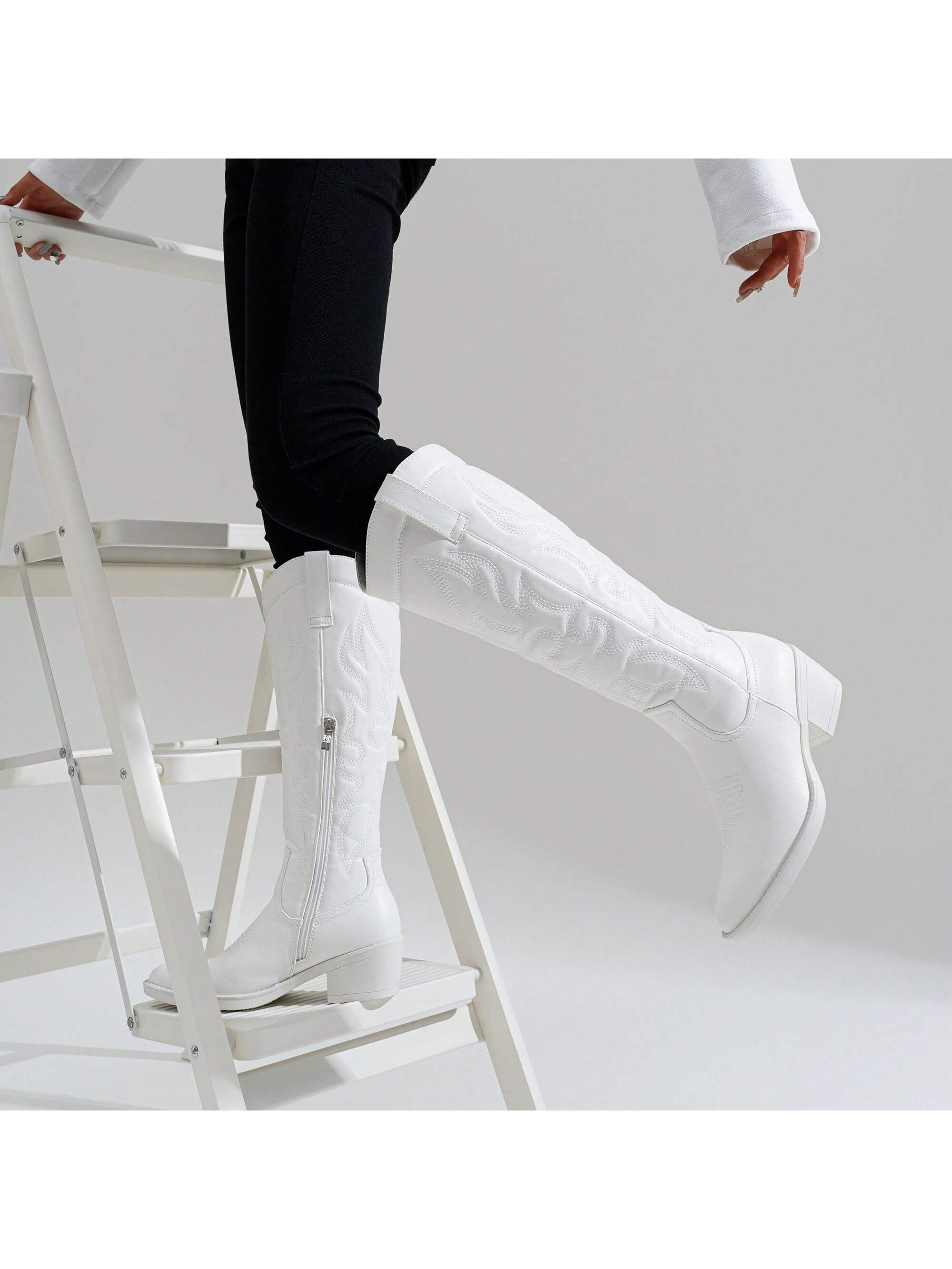 In White Women Knee-High Boots