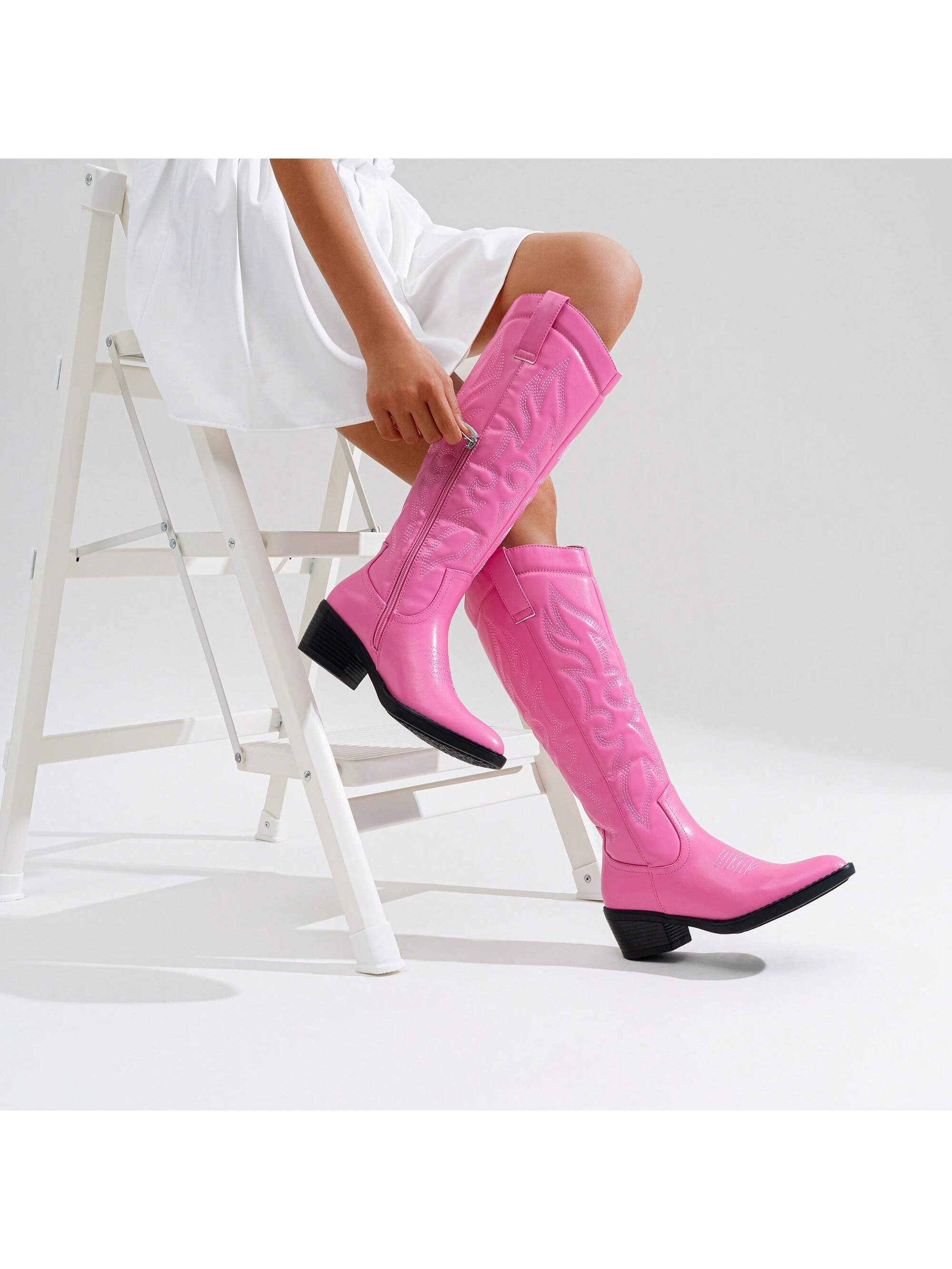 In Pink Women Knee-High Boots