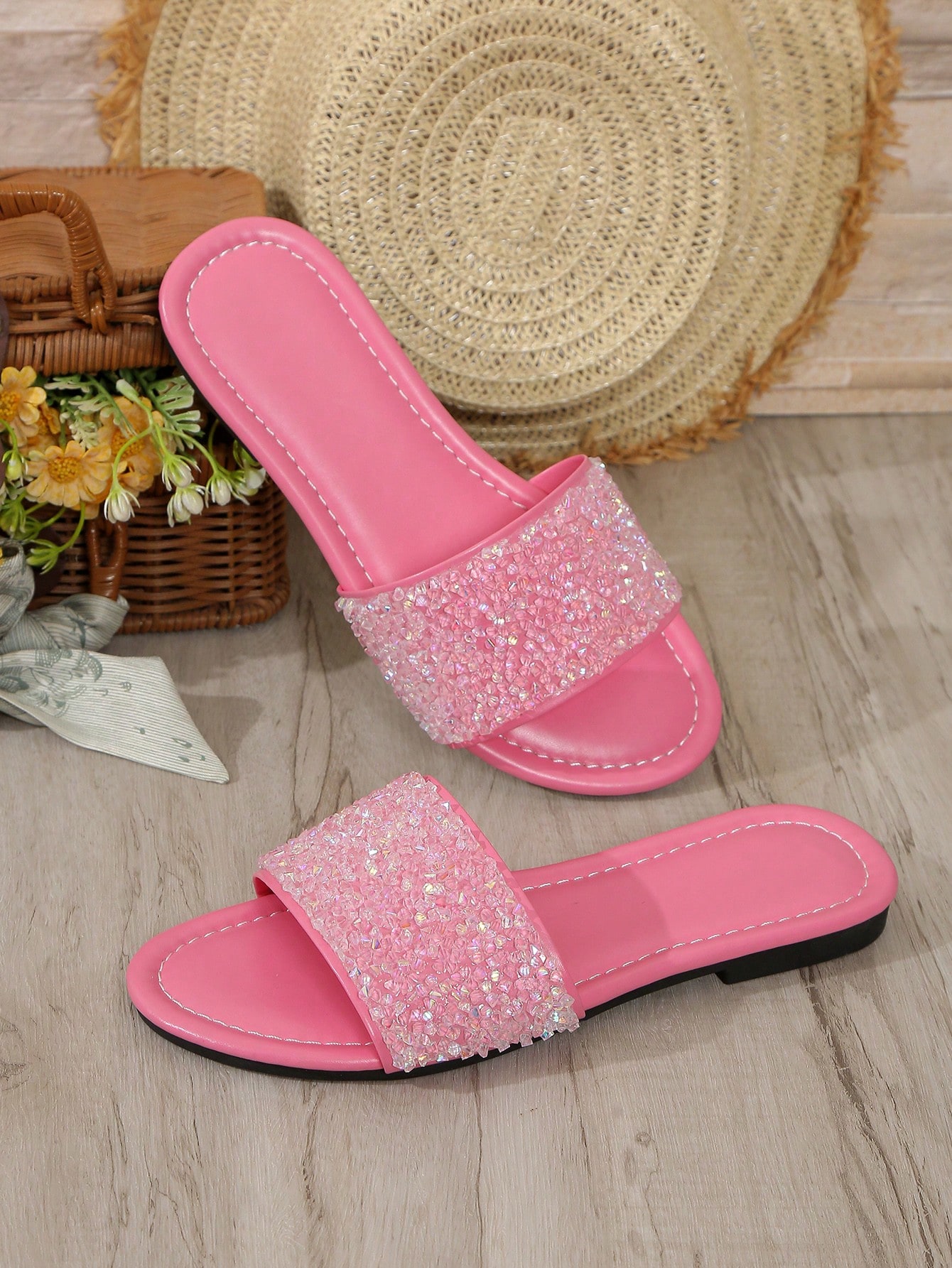 In Baby Pink Women Flat Sandals