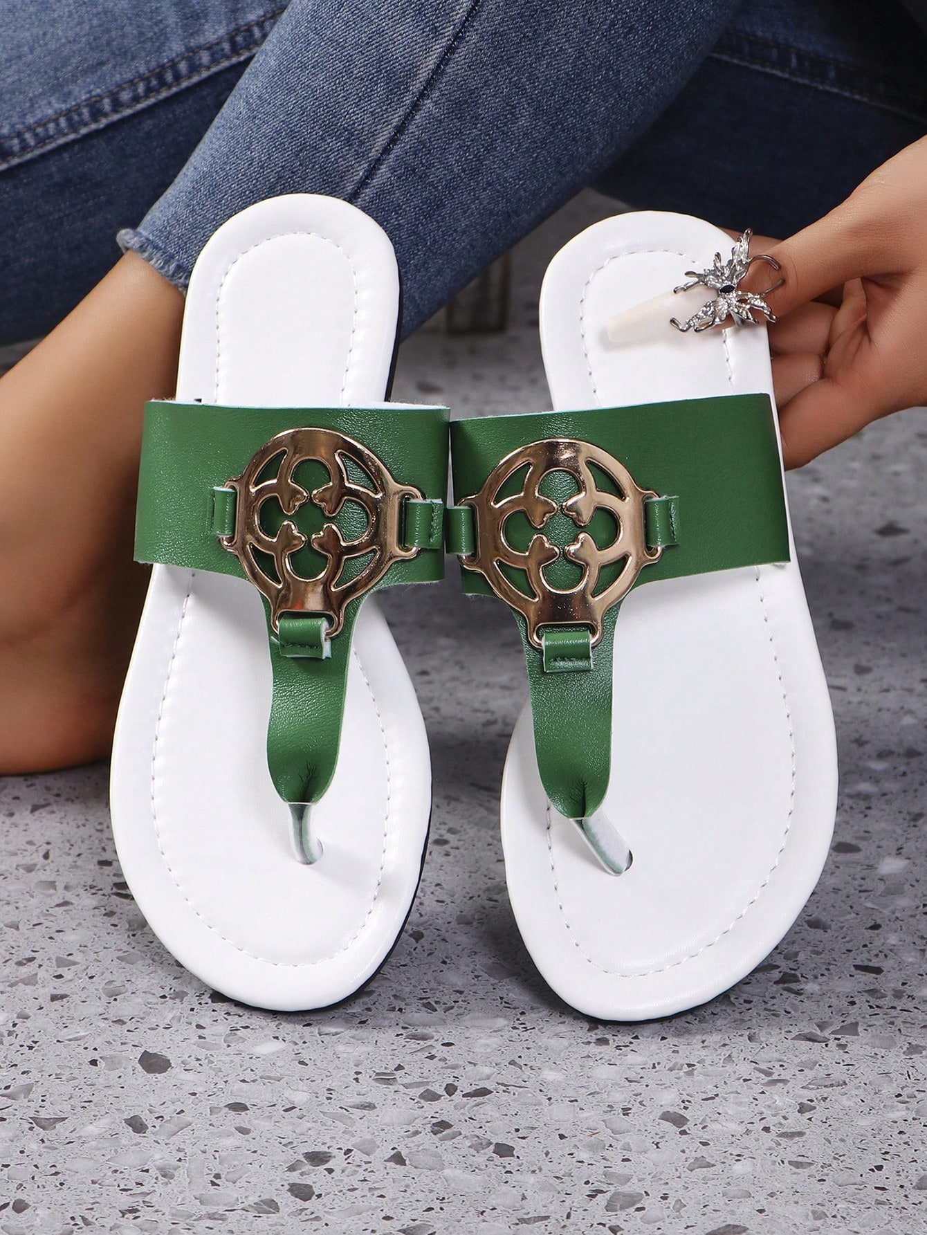 In Olive Green Women Sandals