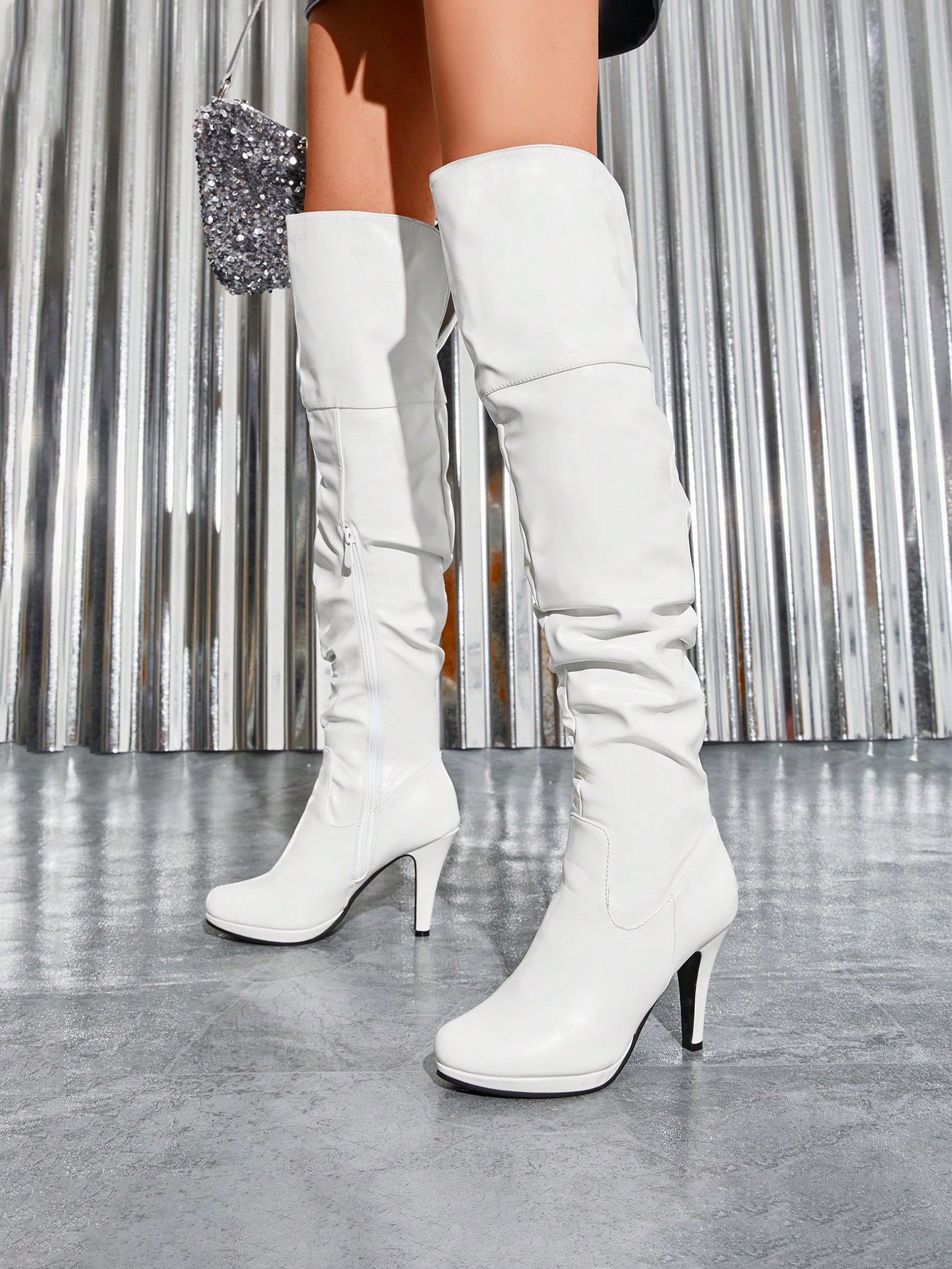 In White Women Over-the-Knee Boots