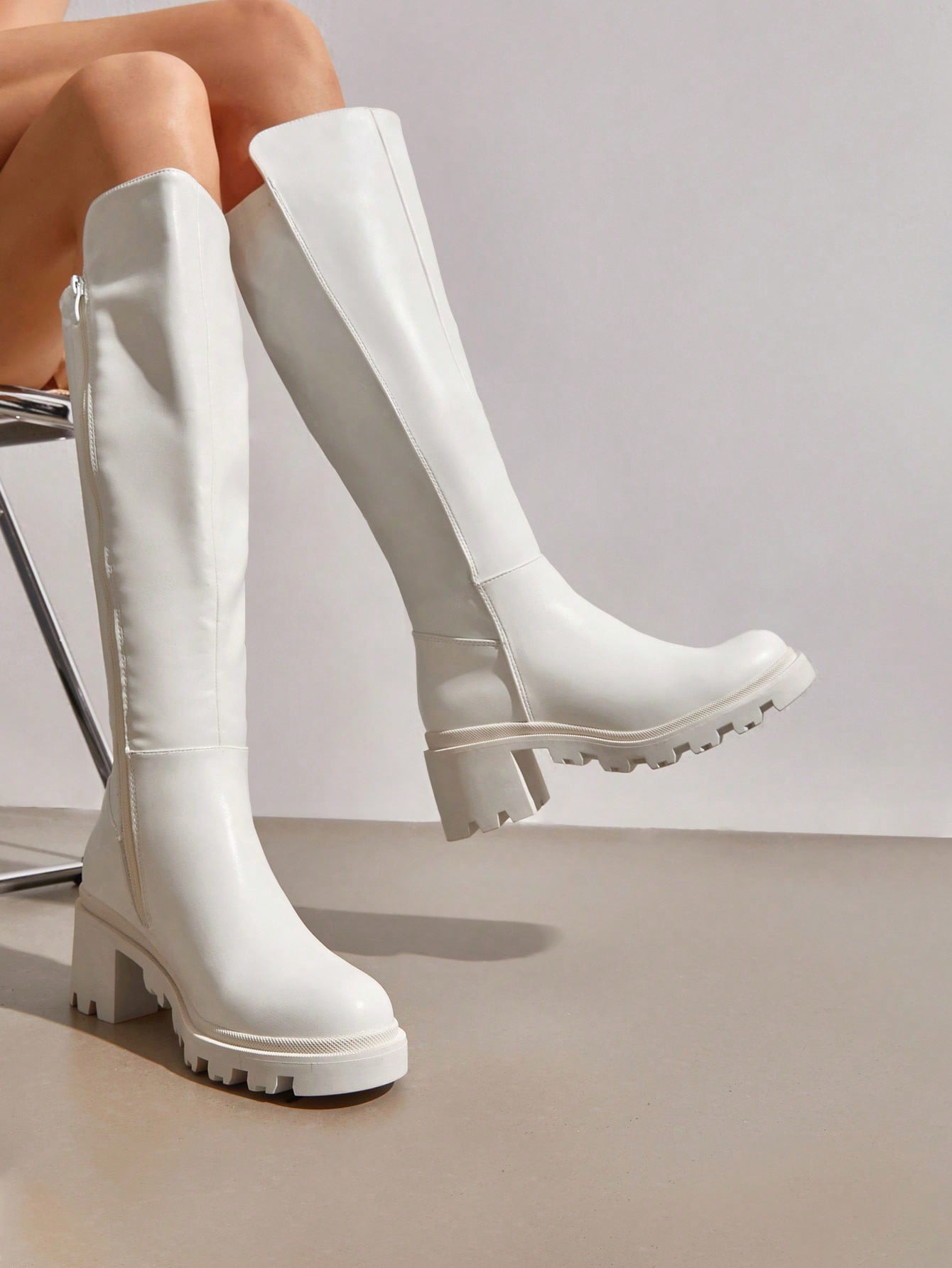 In White Women Knee-High Boots