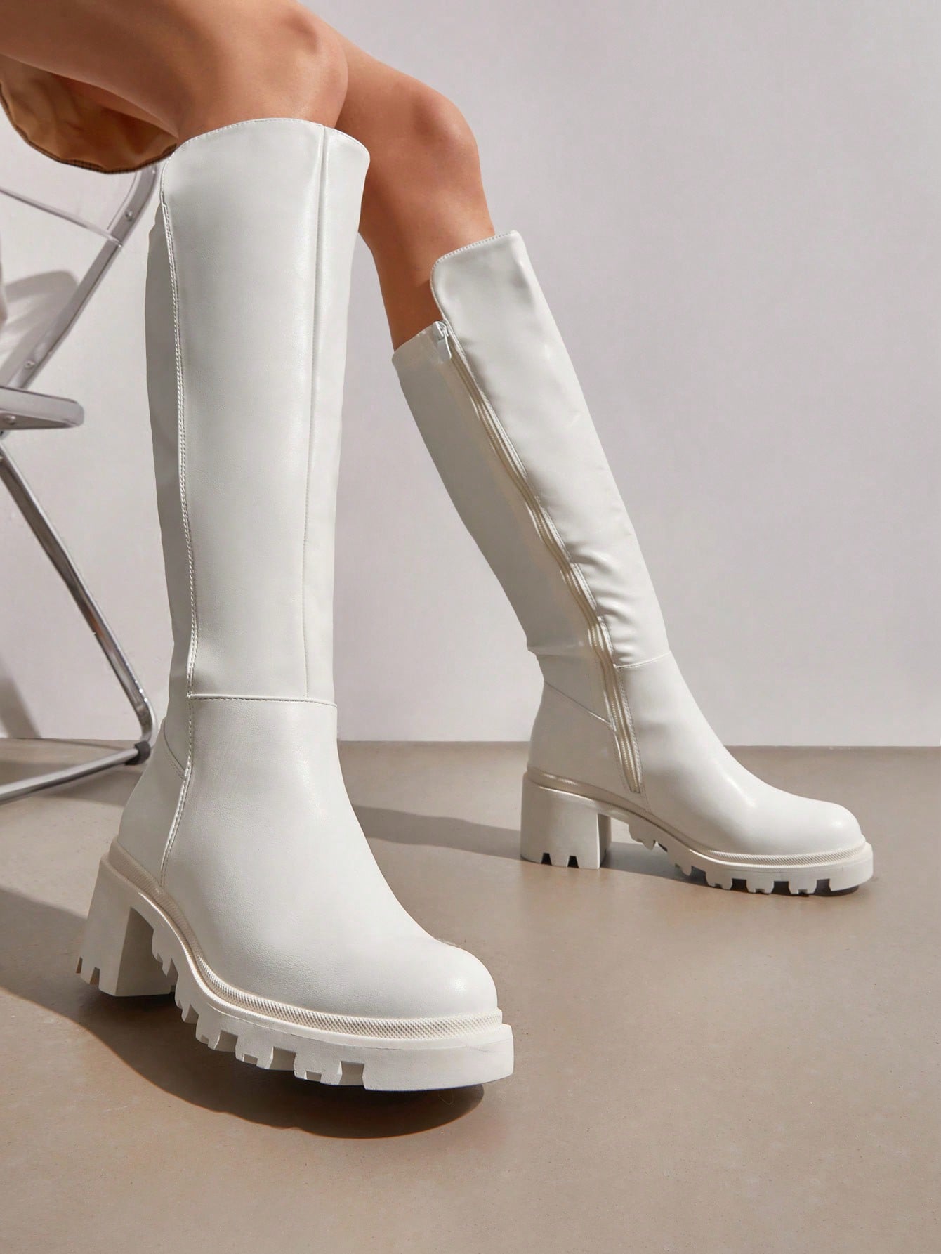 In White Women Knee-High Boots