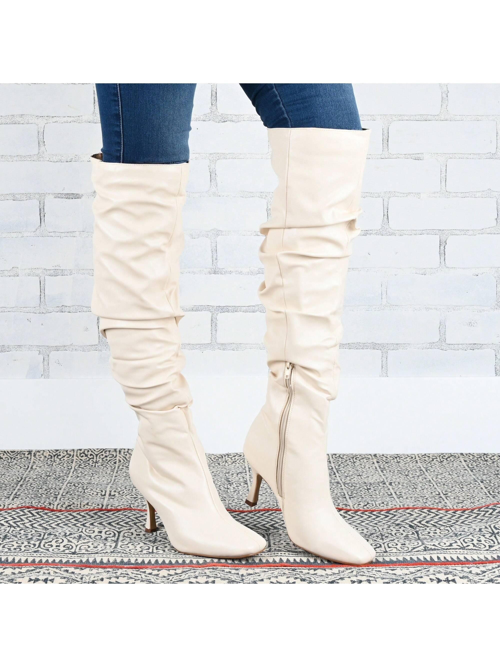 In White Women Over-the-Knee Boots