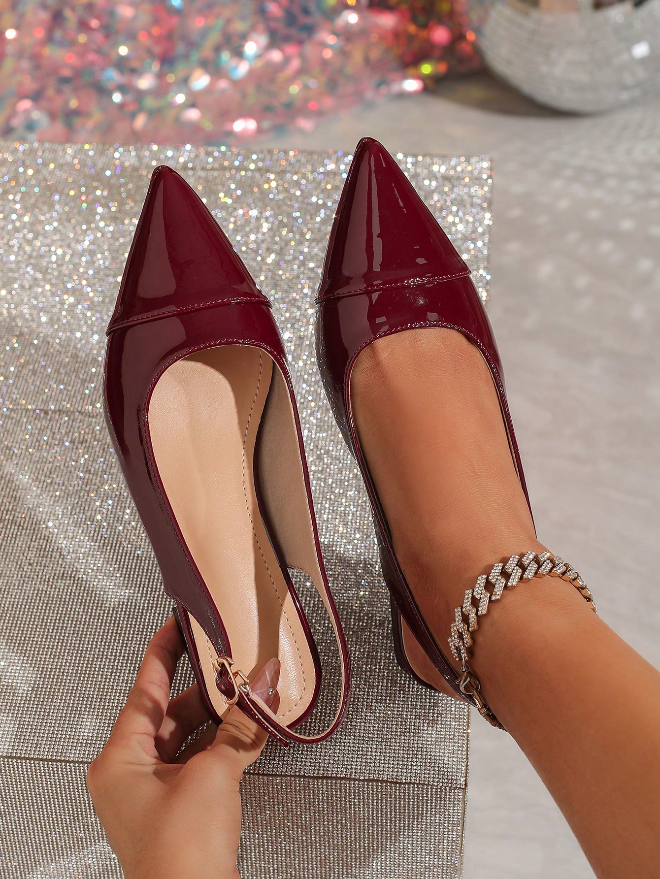 In Burgundy Women Flats